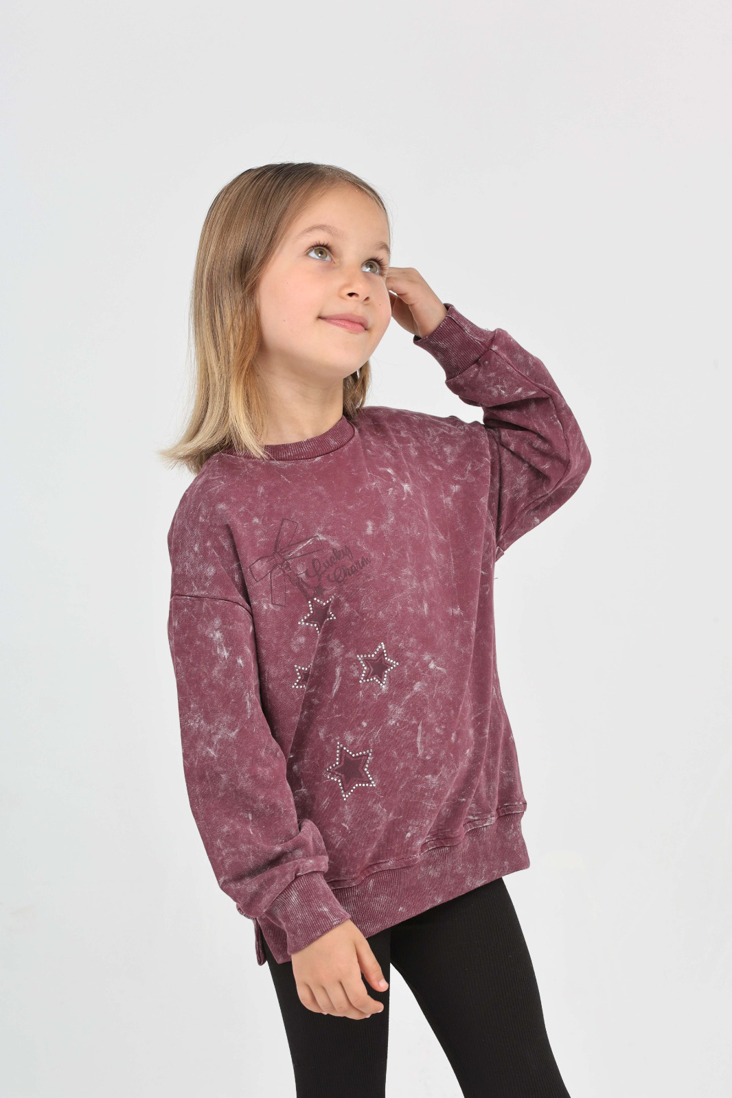 Toontoy Kız Çocuk Yıldız Baskılı Sweatshirt