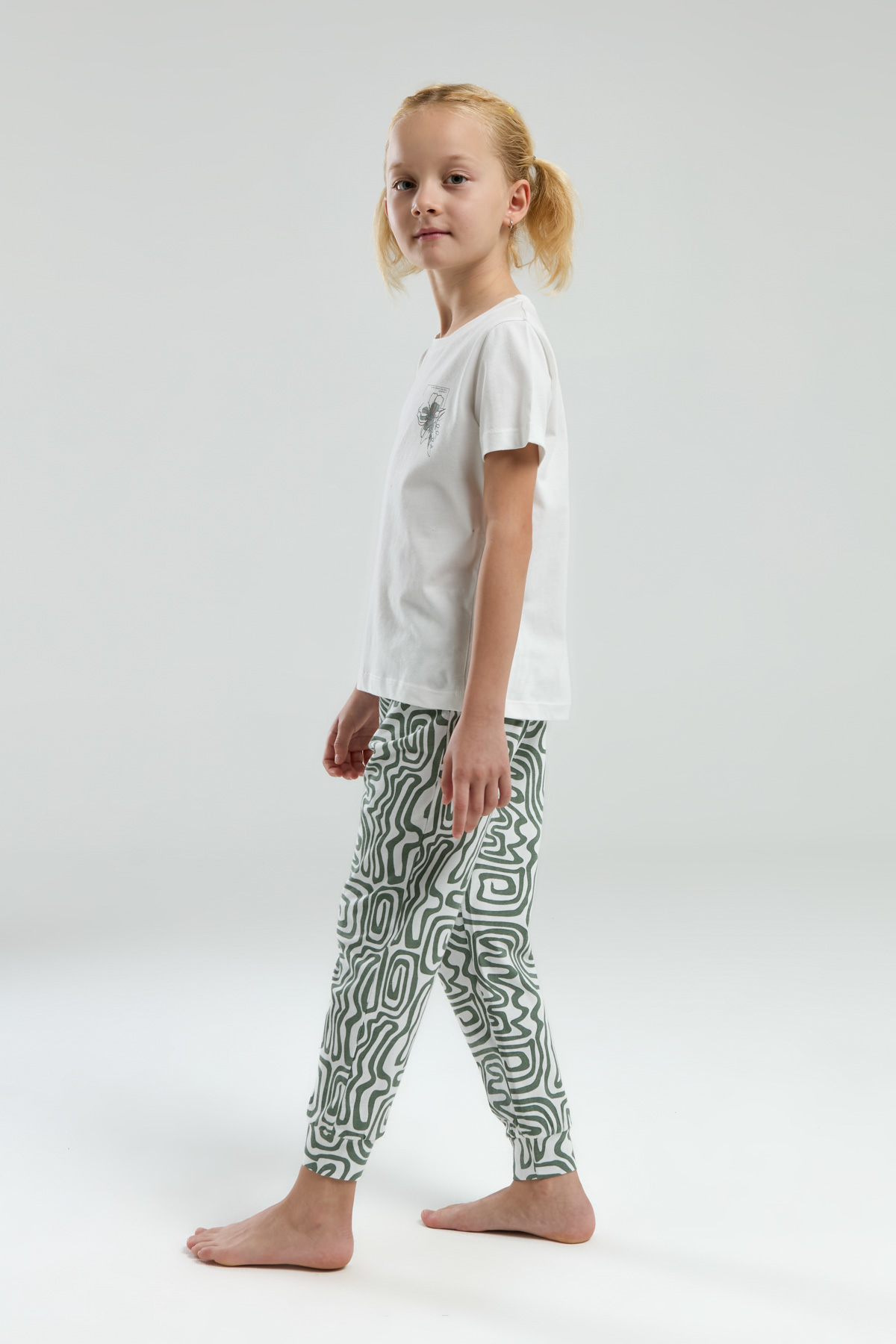 Toontoy Kız Çocuk Göğsü Baskılı Pijama Takım