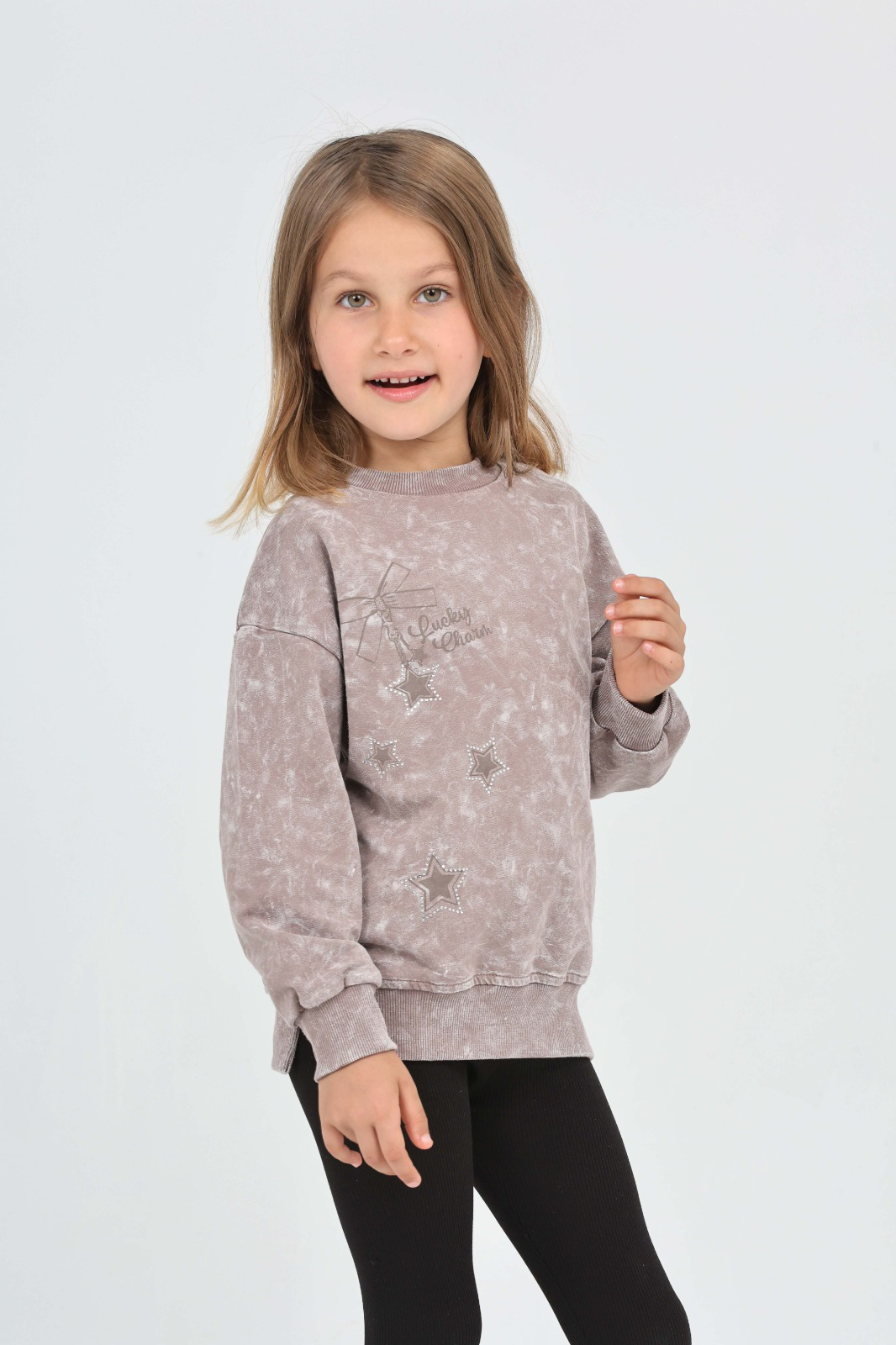 Toontoy Kız Çocuk Yıldız Baskılı Sweatshirt
