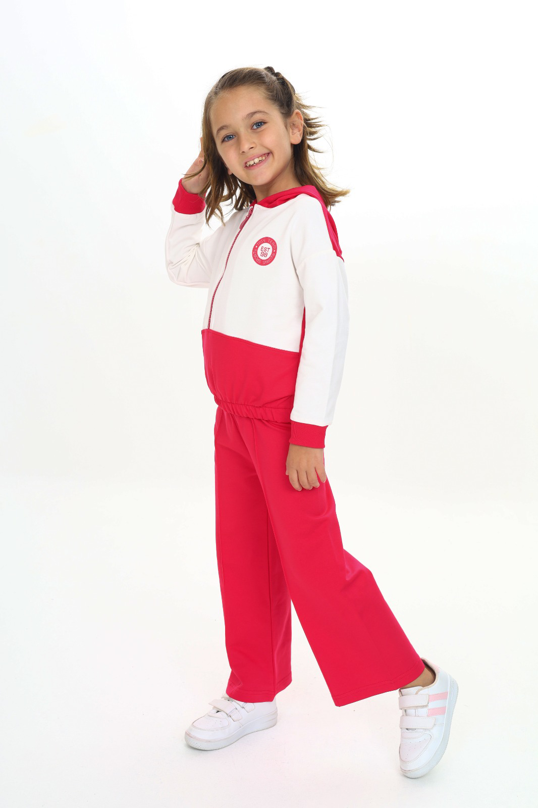 Toontoy Kız Çocuk Reglan Kol Kapüşonlu Gizli Cepli Eşofman Takım