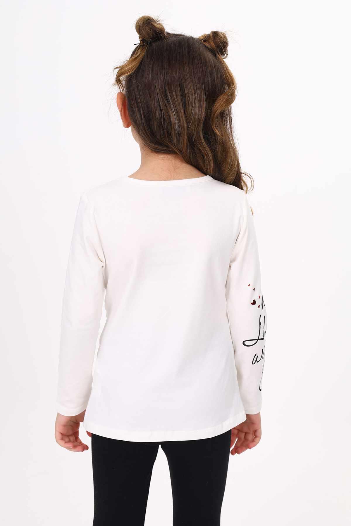 Toontoy Kız Çocuk Göğsü Pullu Fiyonklu Nakışlı T-Shirt