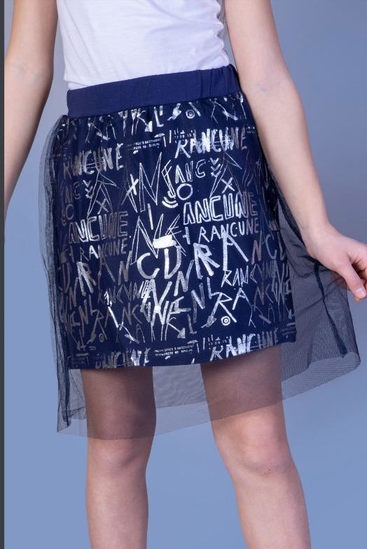 Toontoy Kız Çocuk Varak Baskılı Dantelli Etek