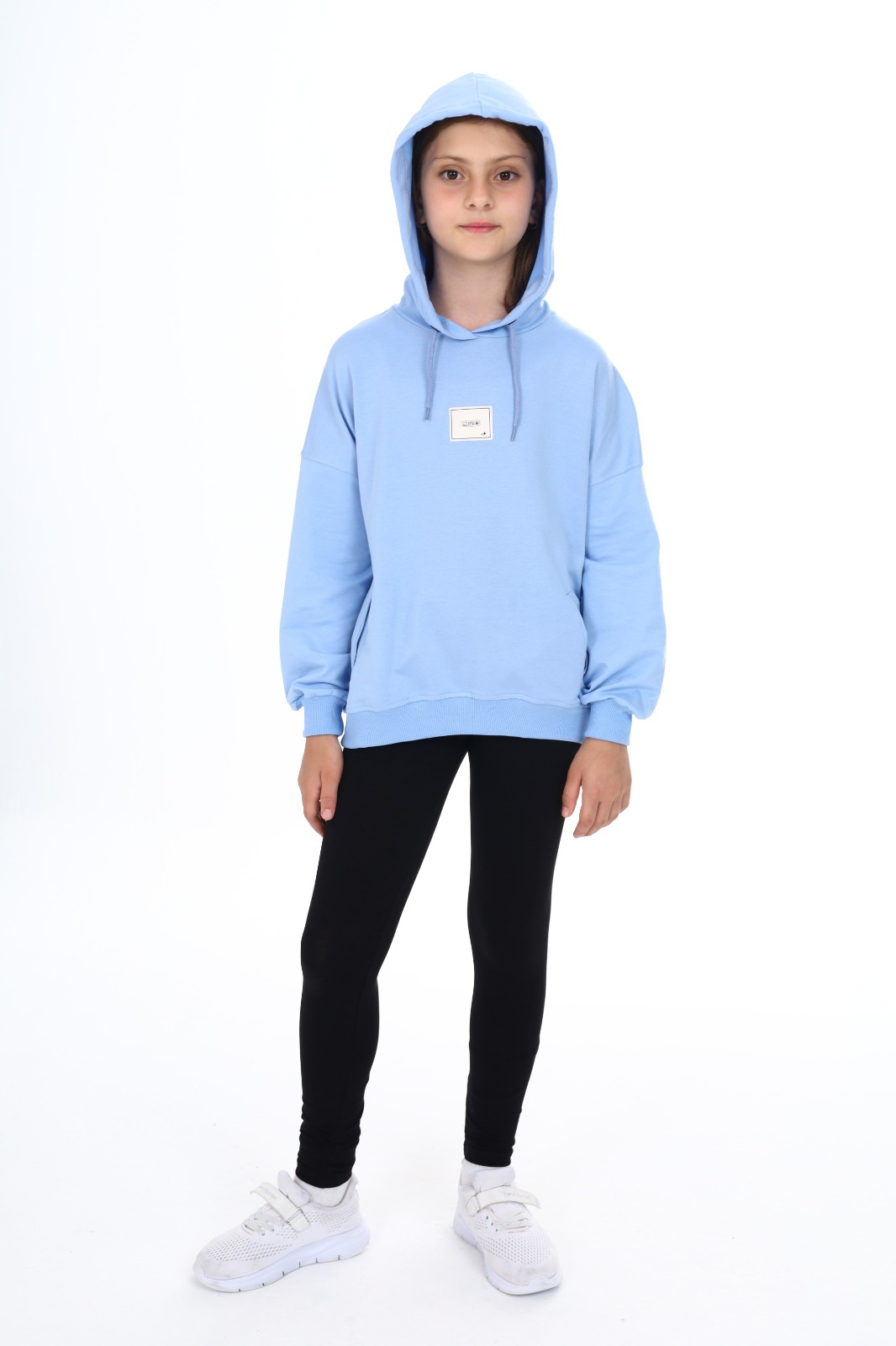 Toontoy Kız Çocuk Kapüşonlu Armalı Taytlı Takım