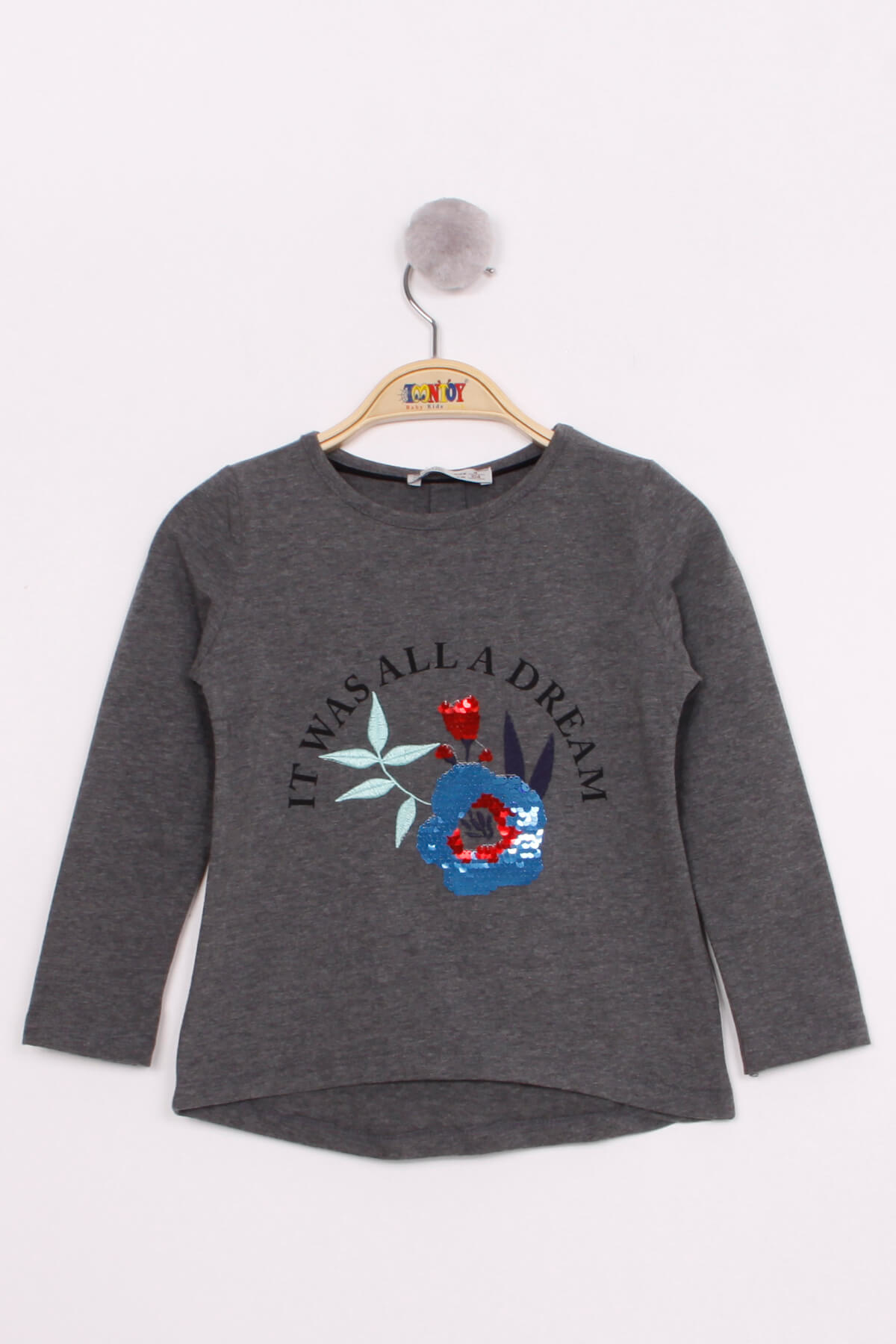 Toontoy Kız Çocuk Pullu Güllü Nakışlı T-Shirt
