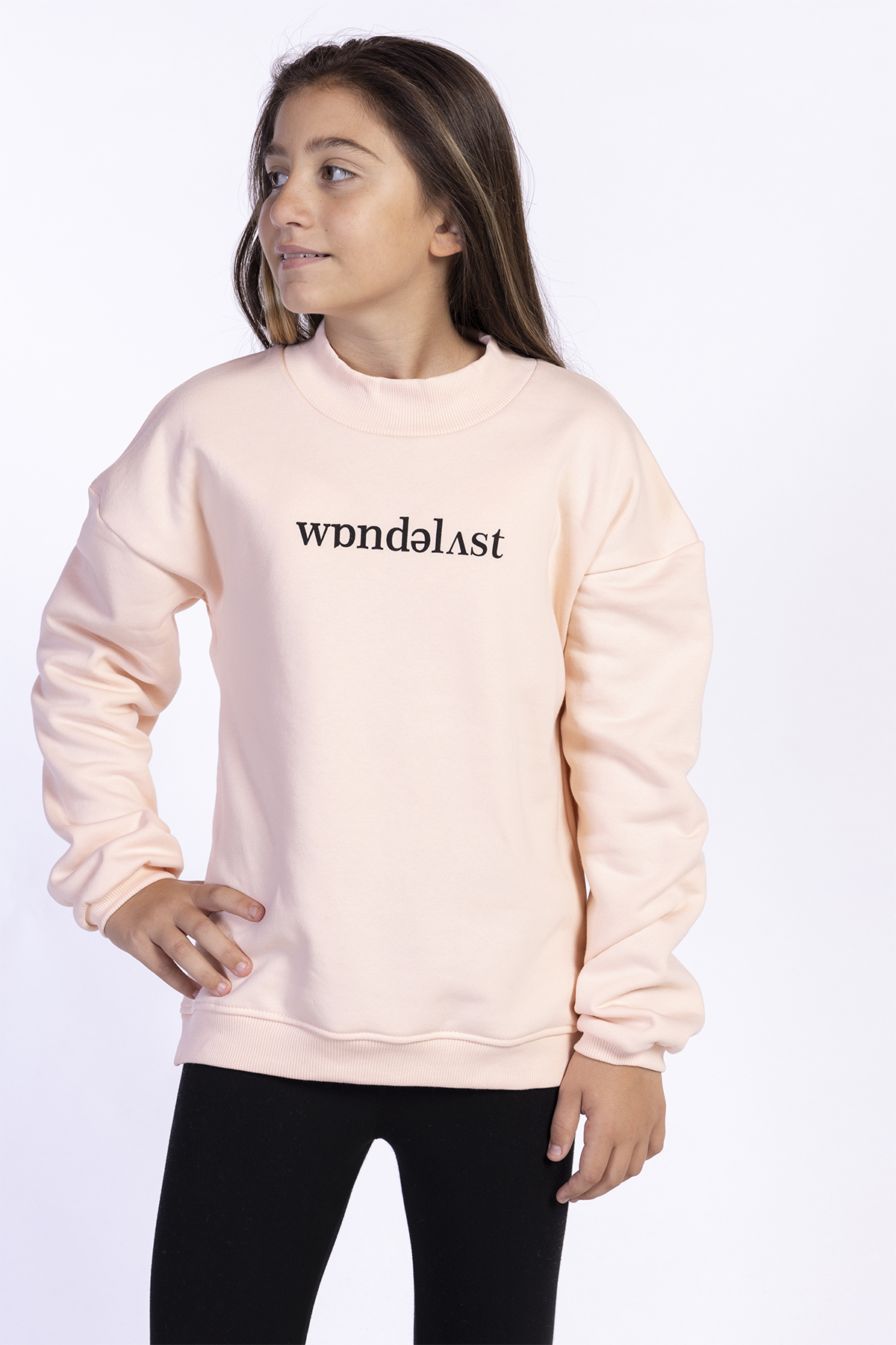 Toontoy Kız Çocuk Balıkçı Yaka Sweatshirt
