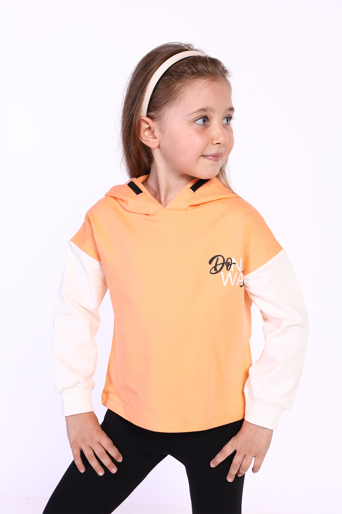 Toontoy Kız Çocuk Kapüşonlu Blok Renkli Sweatshirt