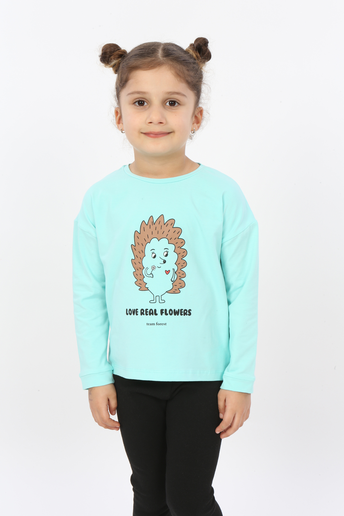 Toontoy Kız Çocuk Kirpi Baskılı Tişört