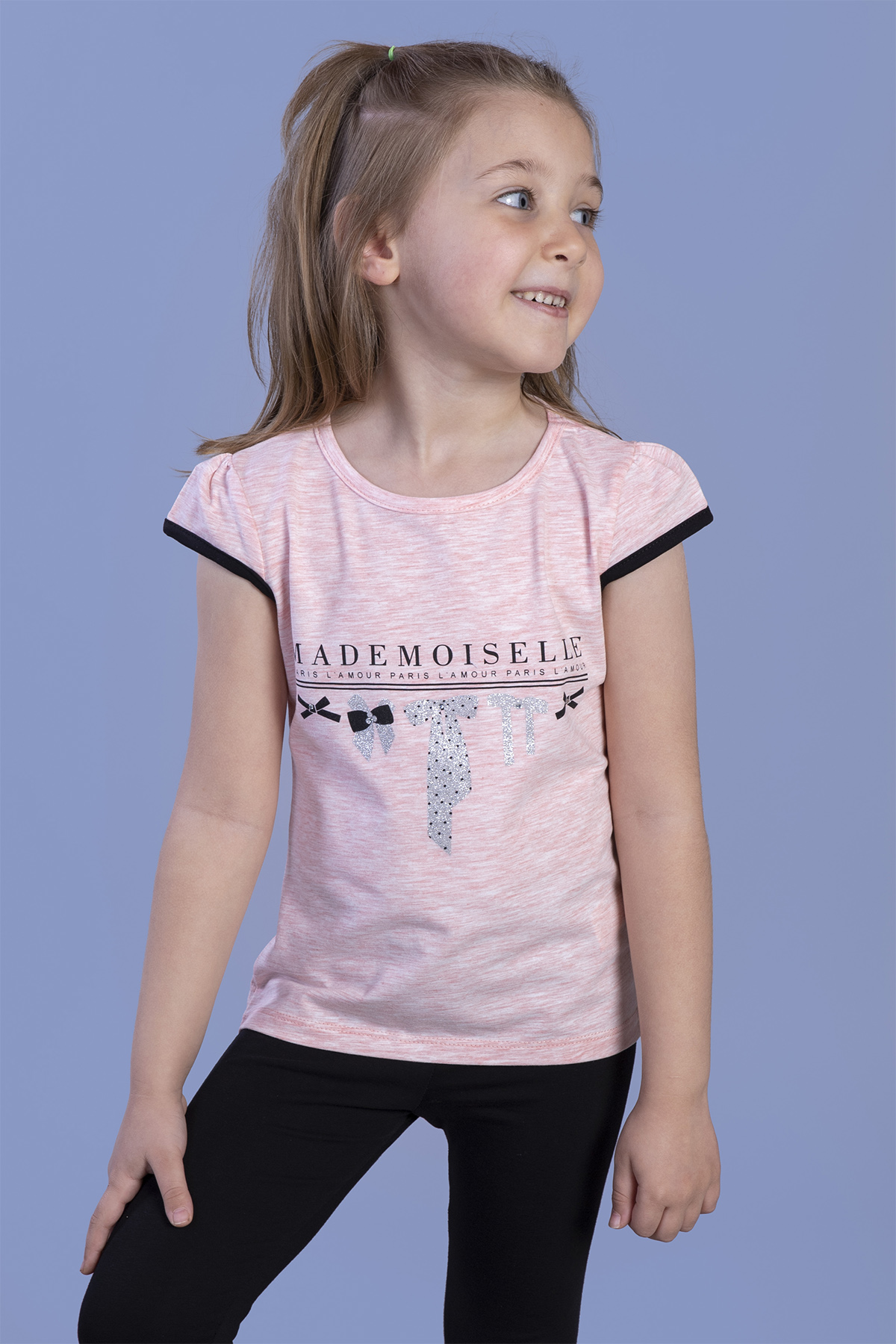 Toontoy Kız Çocuk Sim Baskılı Yarım Kollu T-Shirt