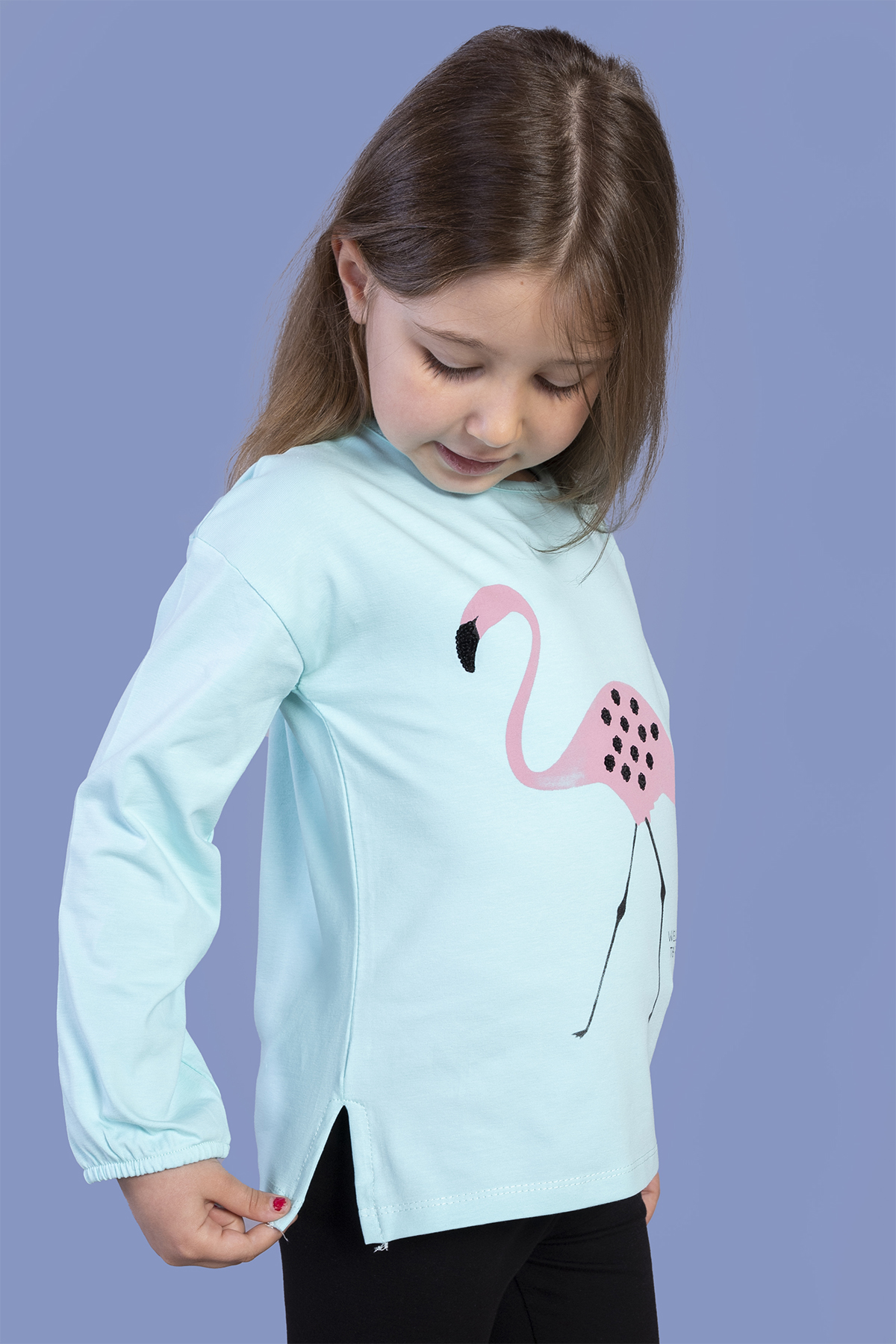 Toontoy Kız Çocuk Flamingo Baskılı Tişört