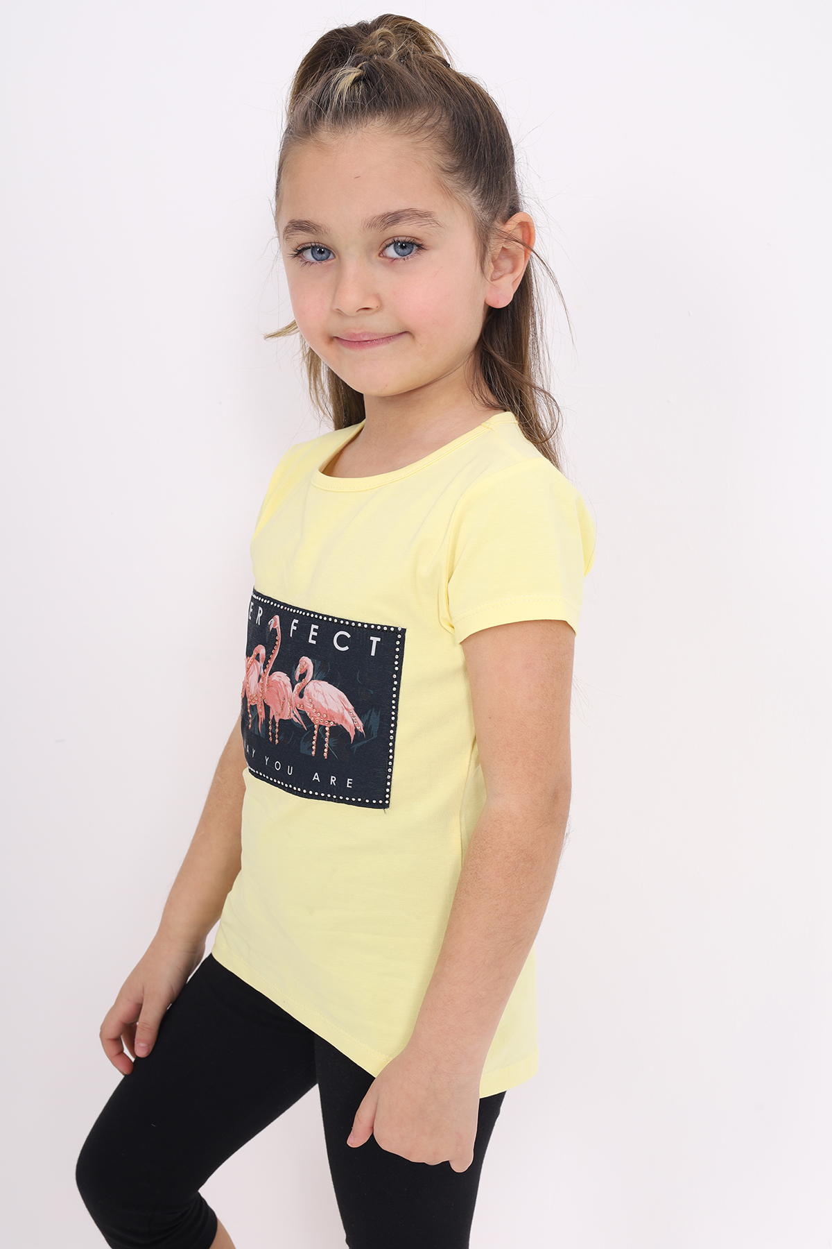 Toontoy Kız Çocuk Flamingo Baskılı Tişört
