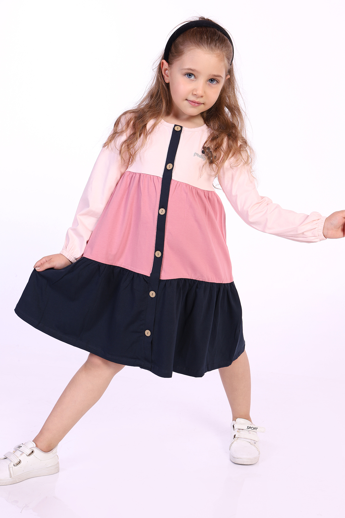Toontoy Kız Çocuk Göğsü Pretty Nakışlı Elbise