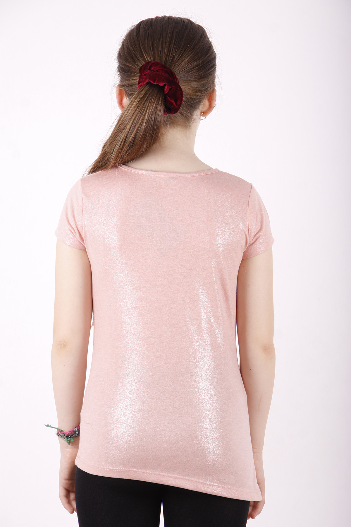 Toontoy Kız Çocuk Yıldız Baskılı Kesik Cep Detaylı Tişört