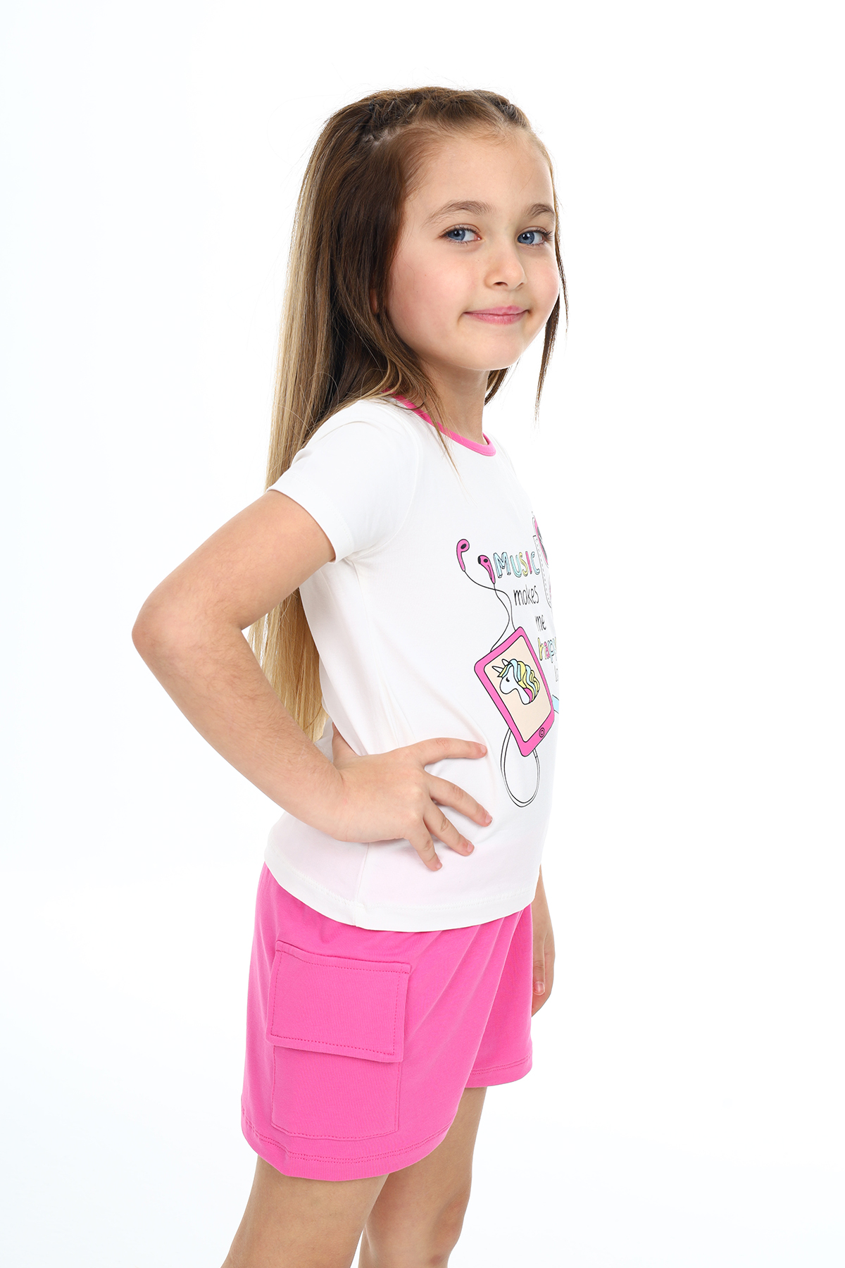 Toontoy  Kız Çocuk Mucıs Makes Me Happy  Baskılı Şortlu Takım
