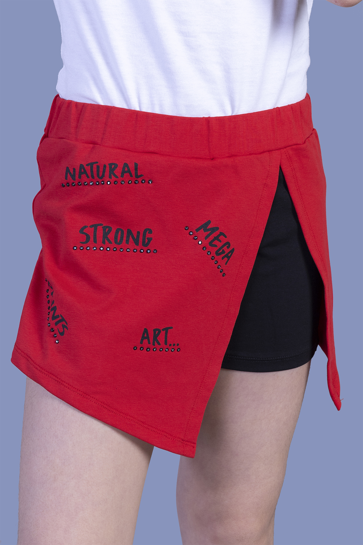 Toontoy Kız Çocuk Garni Detaylı Baskılı Etek Görünümlü Şort