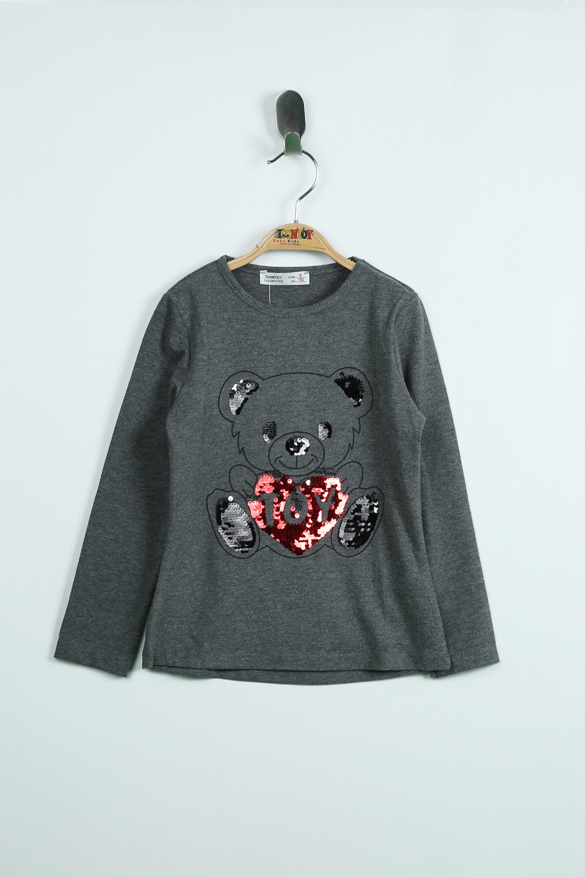 Toontoy Kız Çocuk T-Shirt Ayıcık Baskı Pul Nakış