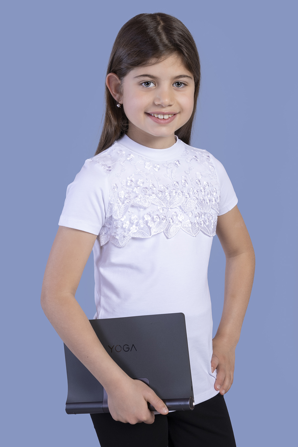 Toontoy Kız Çocuk Önü Çiçek Dantelli T-Shirt