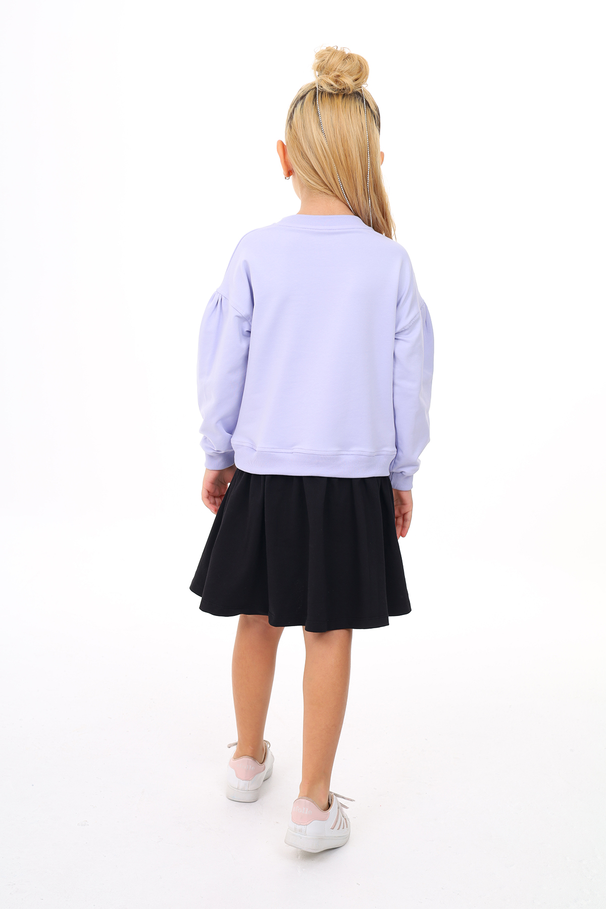 Toontoy Kız Çocuk Lıke Baskılı Eteği Desenli Elbise