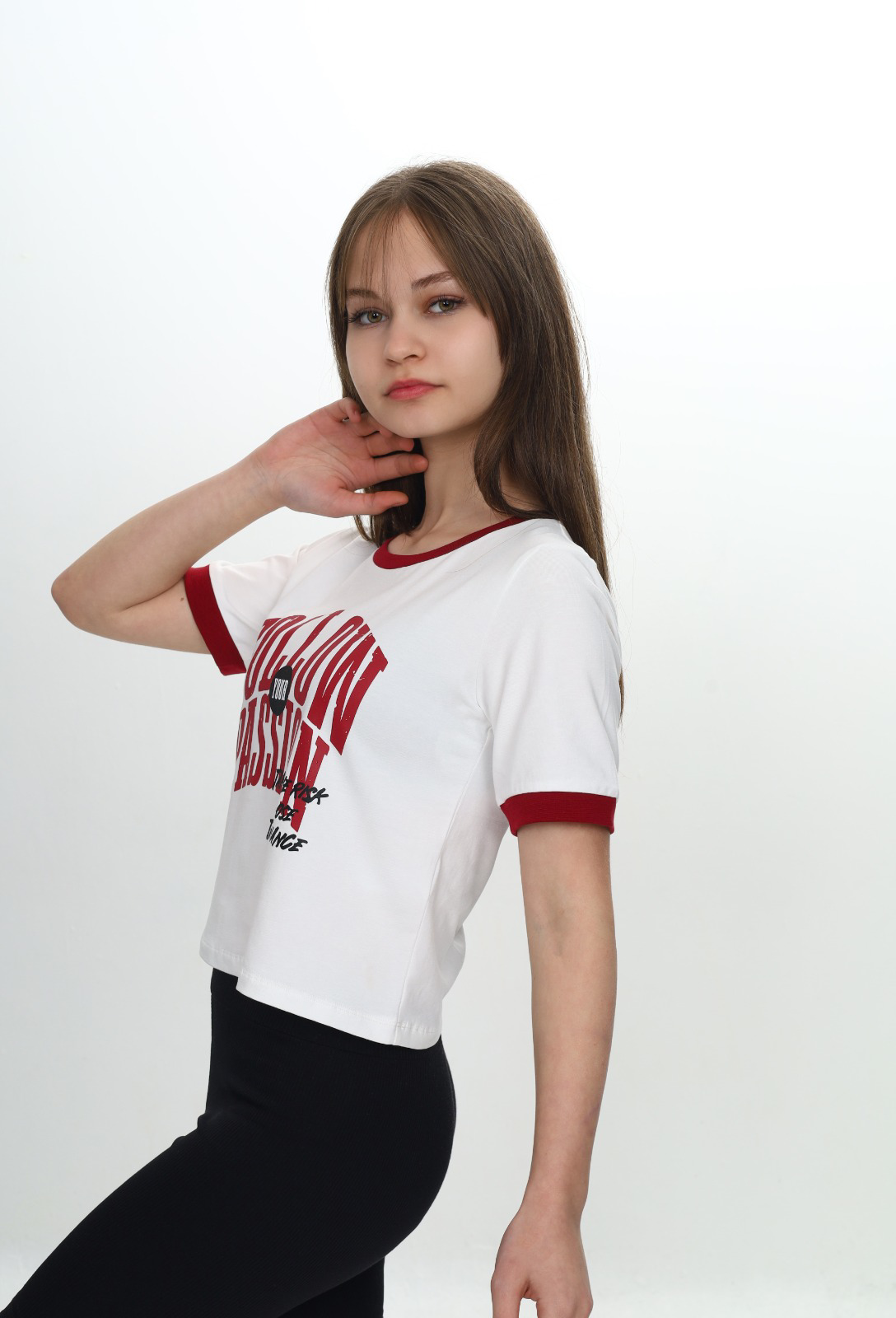 Toontoy Kız Çocuk Crop Garni Baskılı Tişört