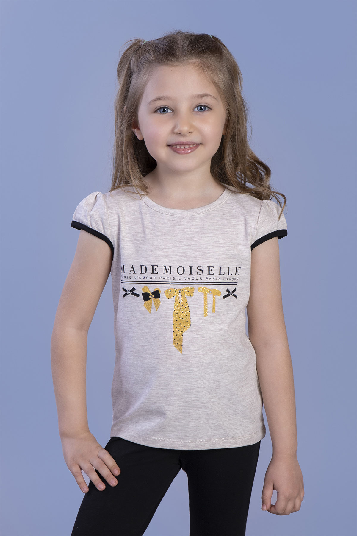 Toontoy Kız Çocuk Sim Baskılı Yarım Kollu T-Shirt