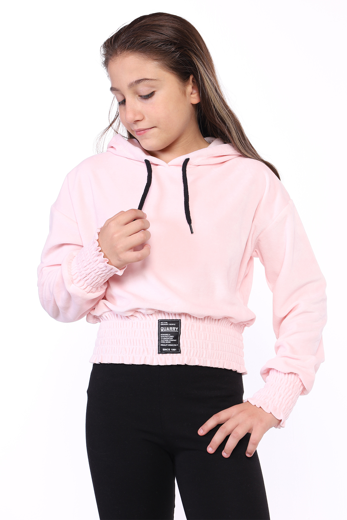 Toontoy Kız Çocuk Kapüşonlu Kadife Sweatshirt