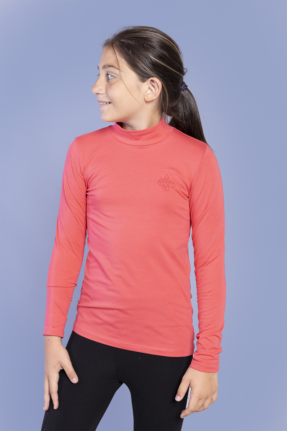 Toontoy  Kız Çocuk Nakışlı Balıkçı Yaka Okul Tişörtü