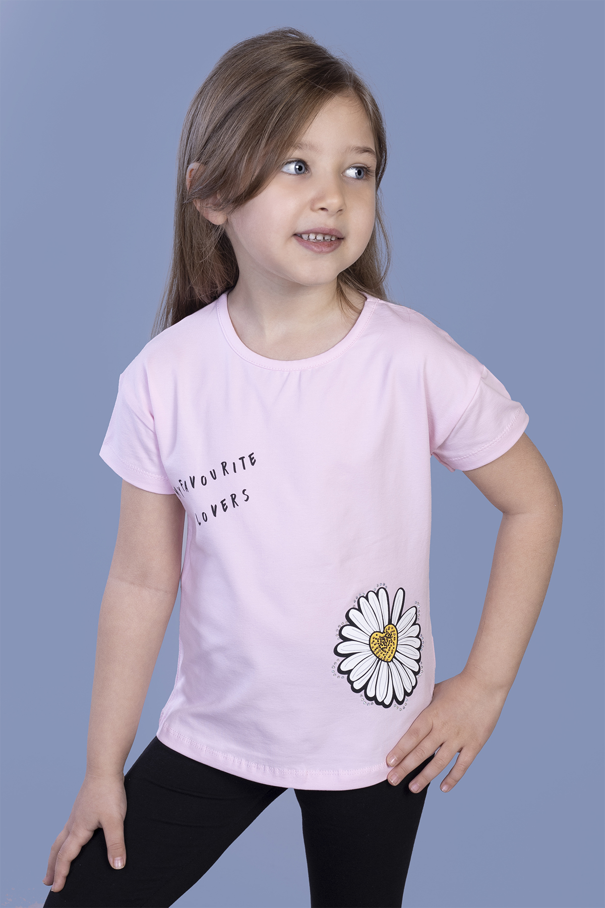 Toontoy Kız Çocuk Papatya Baskılı Tişört
