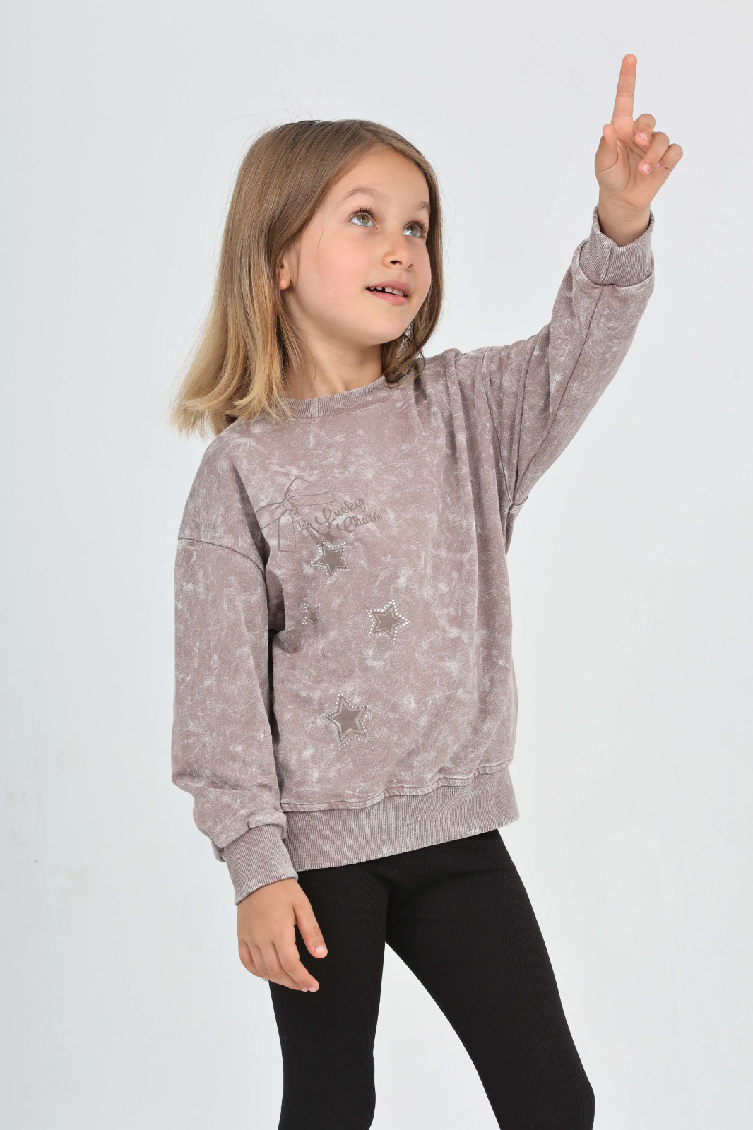 Toontoy Kız Çocuk Yıldız Baskılı Sweatshirt