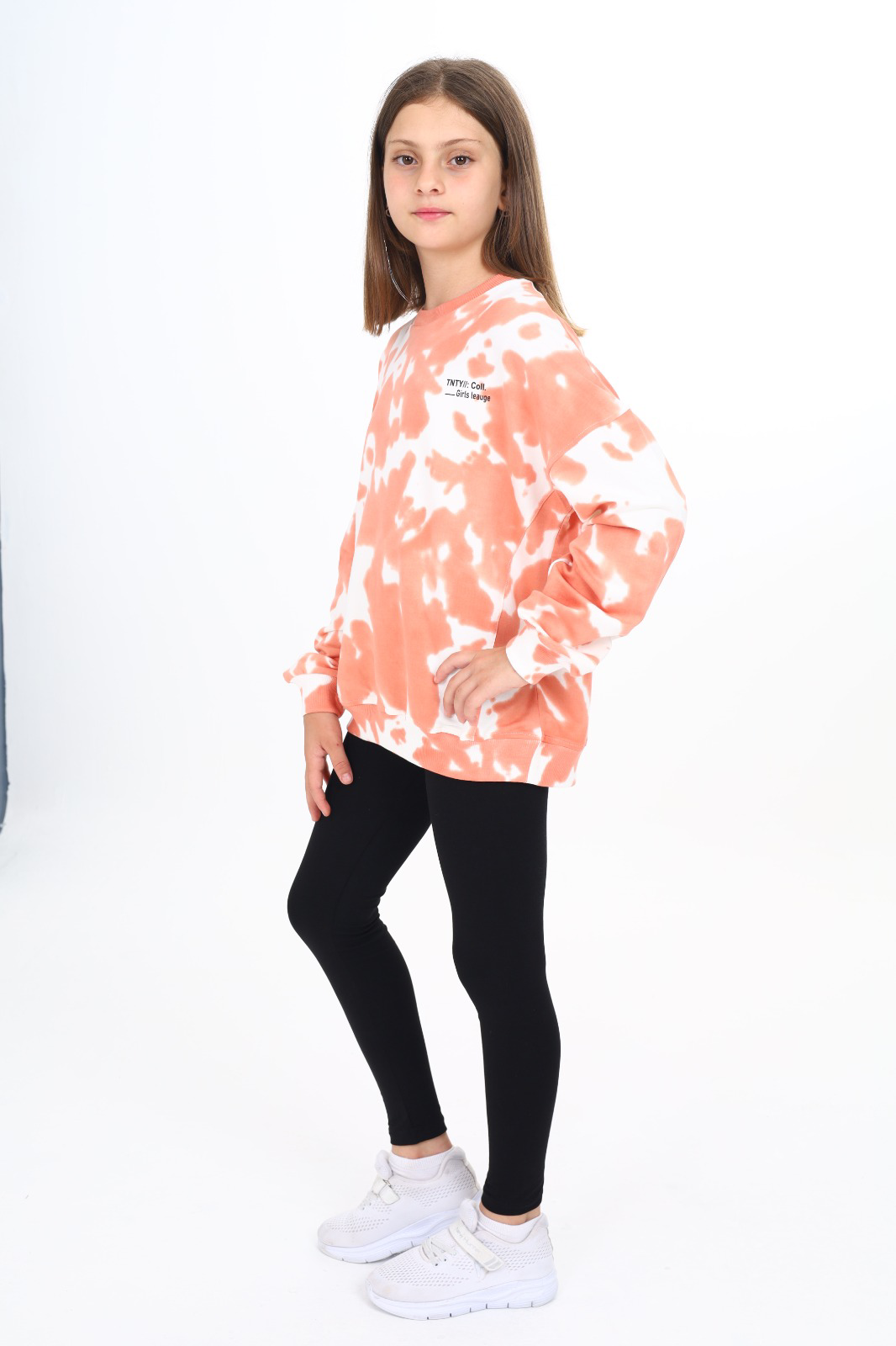 Toontoy Kız Çocuk Batik Desenli Baskılı Taytlı Takım