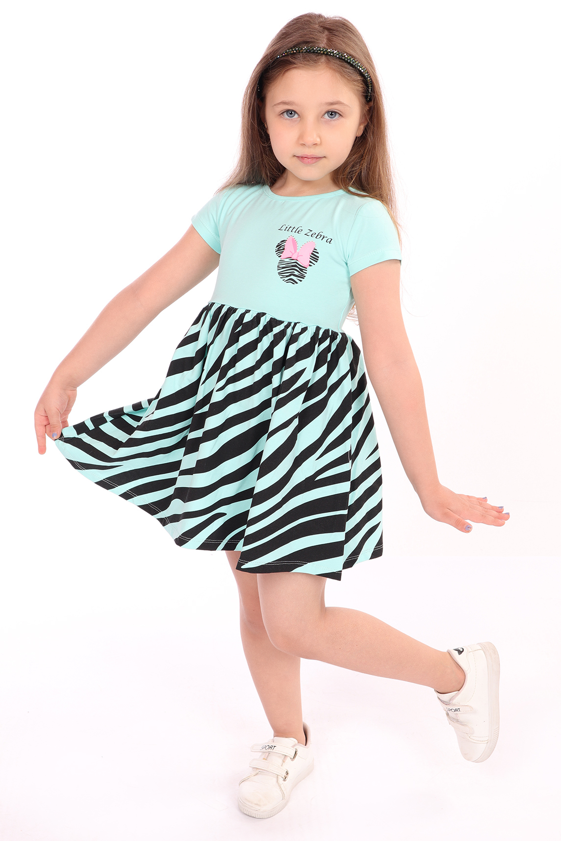 Toontoy Kız Çocuk Little Yazılı Etek Kısmı Zebra Desen Baskılı El