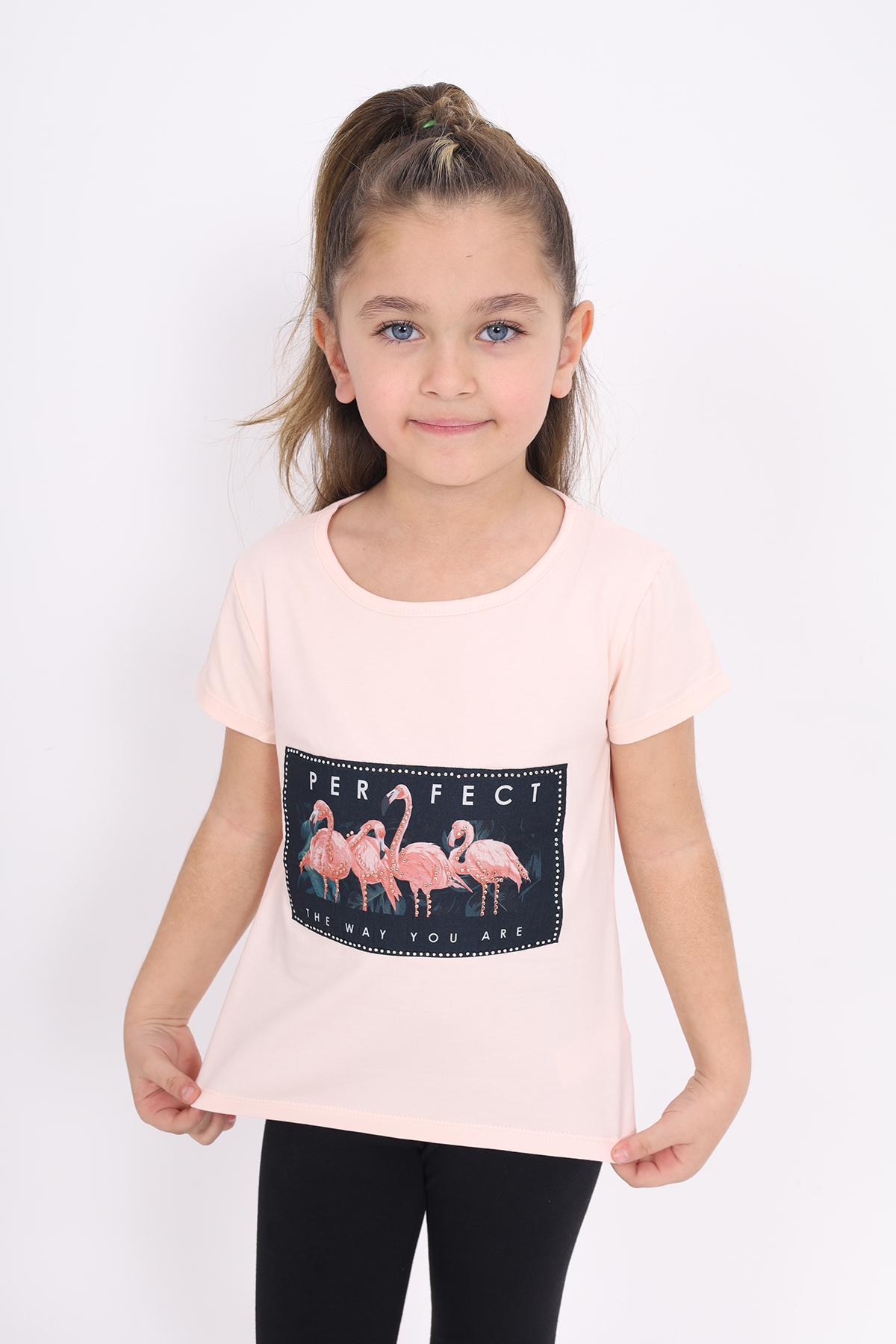 Toontoy Kız Çocuk Flamingo Baskılı Tişört