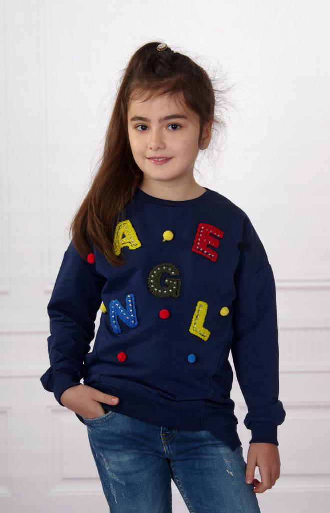 Toontoy Kız Çocuk Sweatshirt Renkli Angel Nakışlı