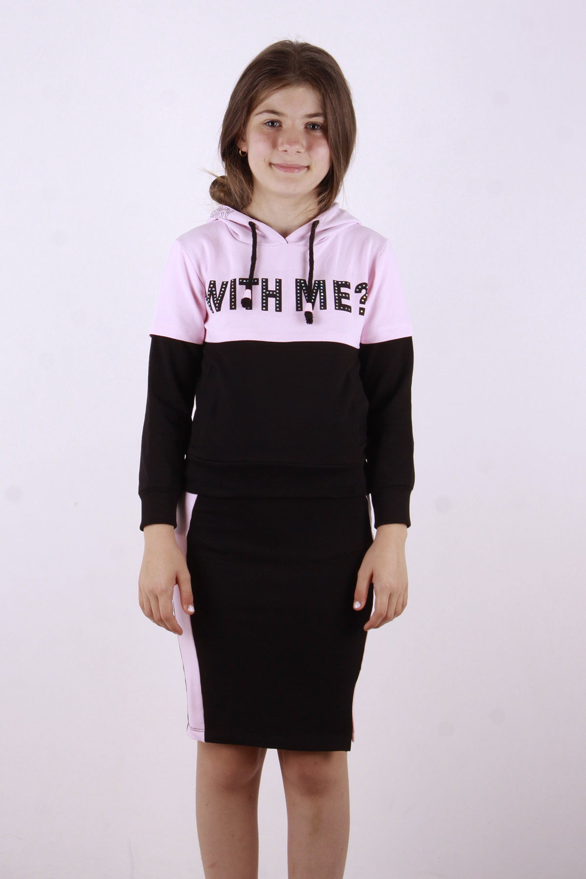 Toontoy Kız Çocuk With Me? Baskılı Etekli Takım