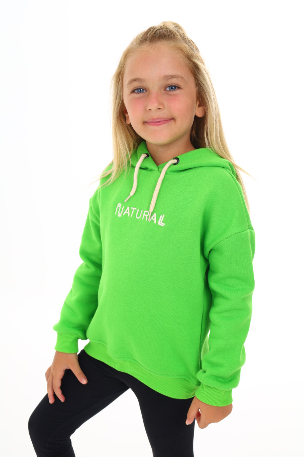 Toontoy Kız Çocuk Kapüşonlu Natural Nakışlı Sweatshirt