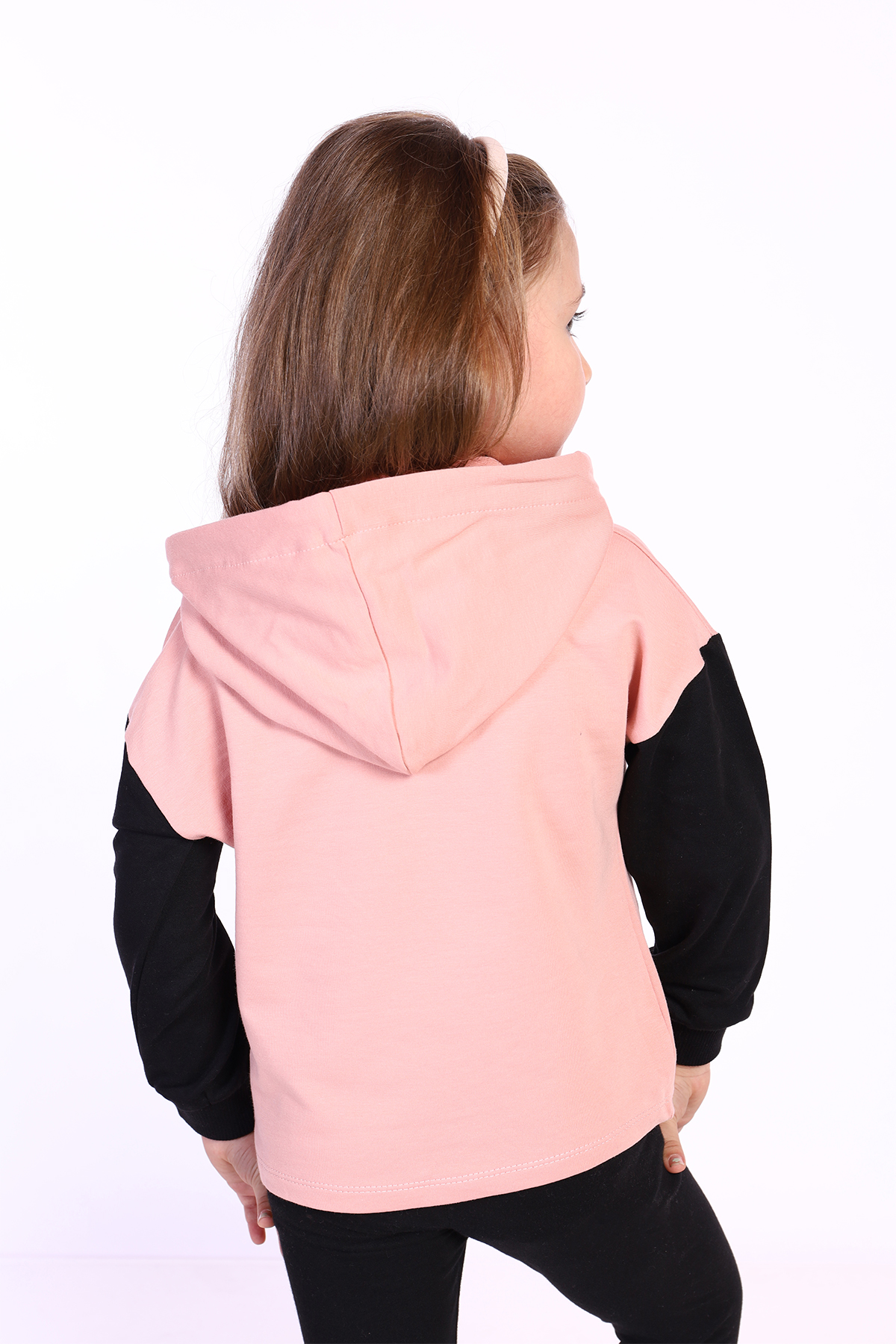 Toontoy Kız Çocuk Kapüşonlu Blok Renkli Sweatshirt