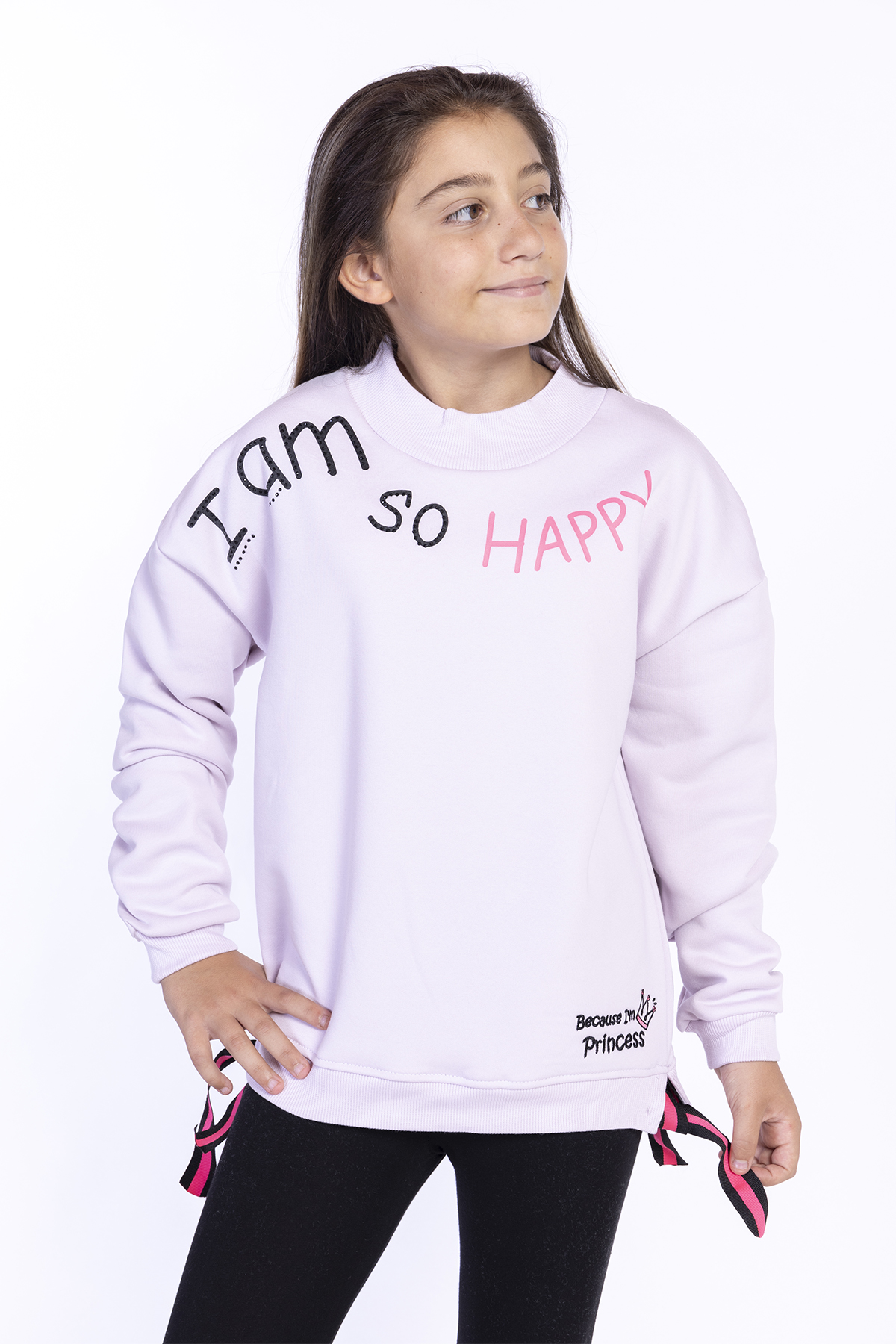 Toontoy Kız Çocuk Balıkçı Yaka İçi Pamuklu Sweatshirt