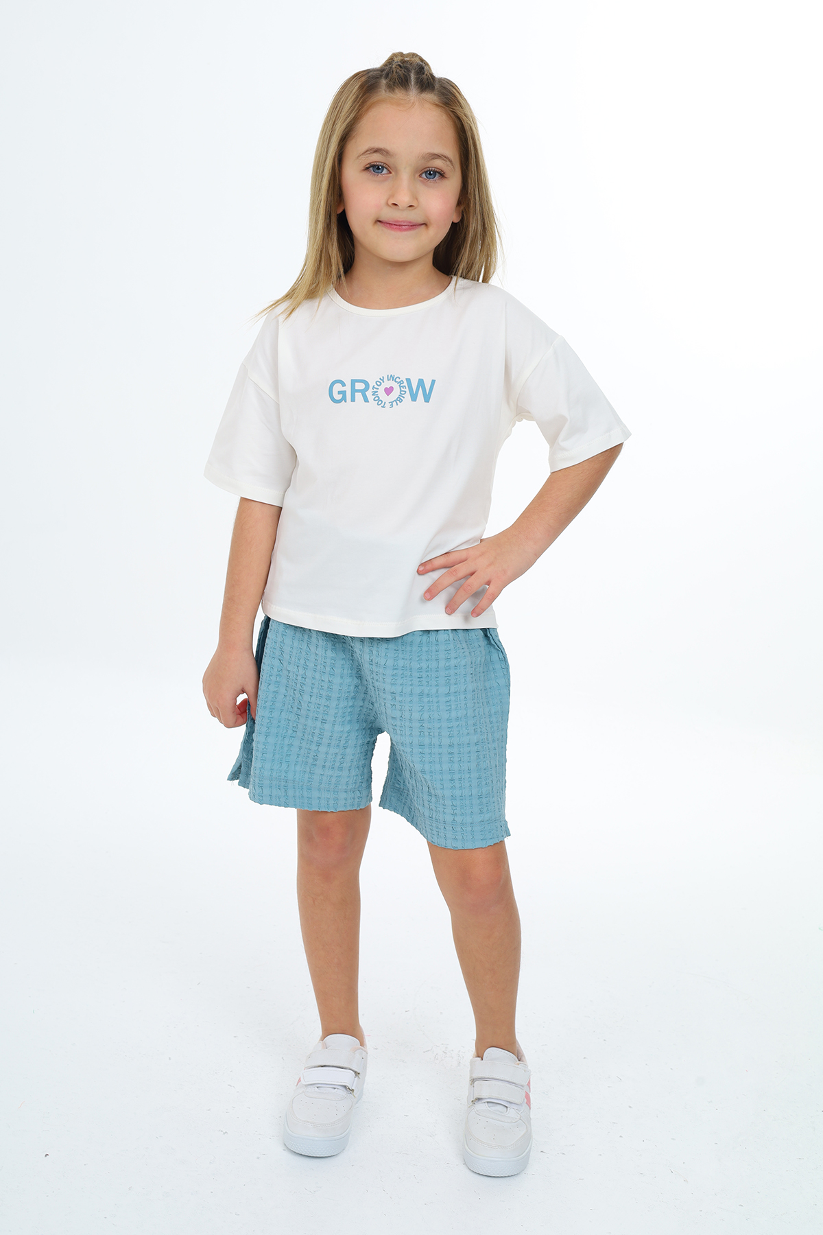 Toontoy Kız Çocuk Grow Baskılı Şortlu Takım