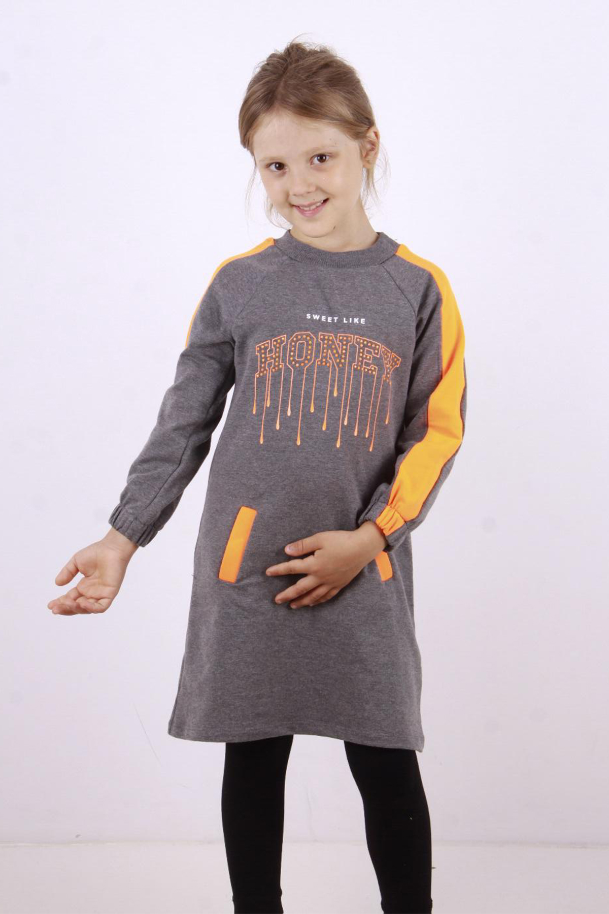 Toontoy Kız Çocuk Honey Baskılı Elbise