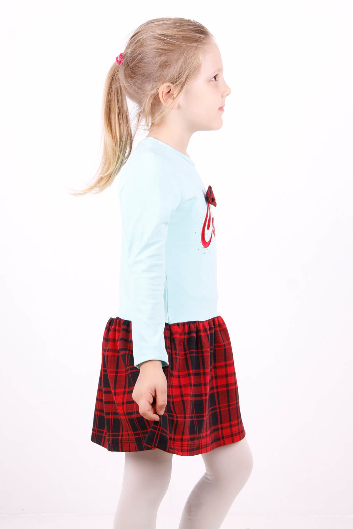 Toontoy Kız Çocuk Cool Yazı Nakışlı Elbise