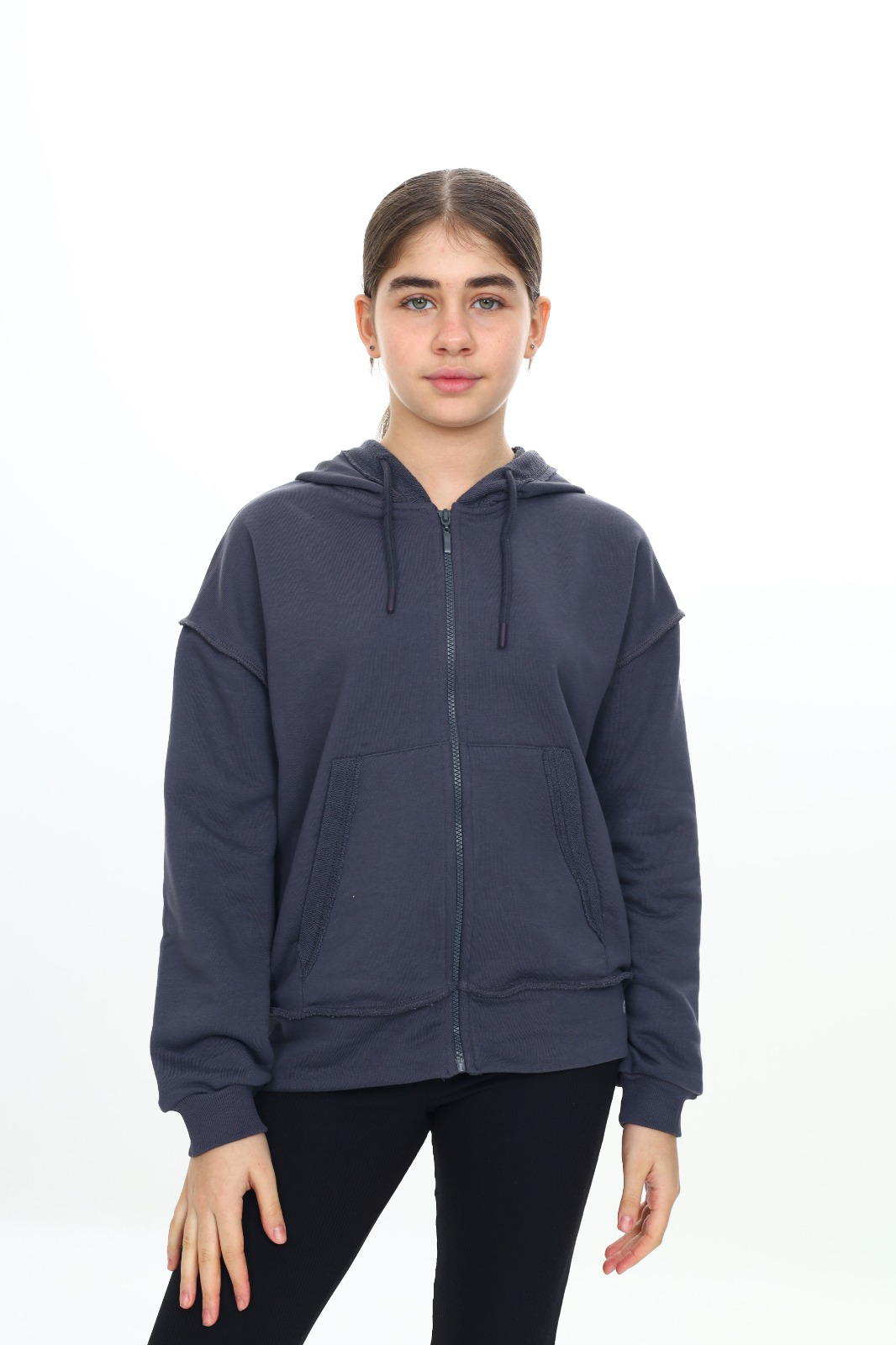 Toontoy  Kız Çocuk  Kirli Dikişli Kapüşonlu Hırka