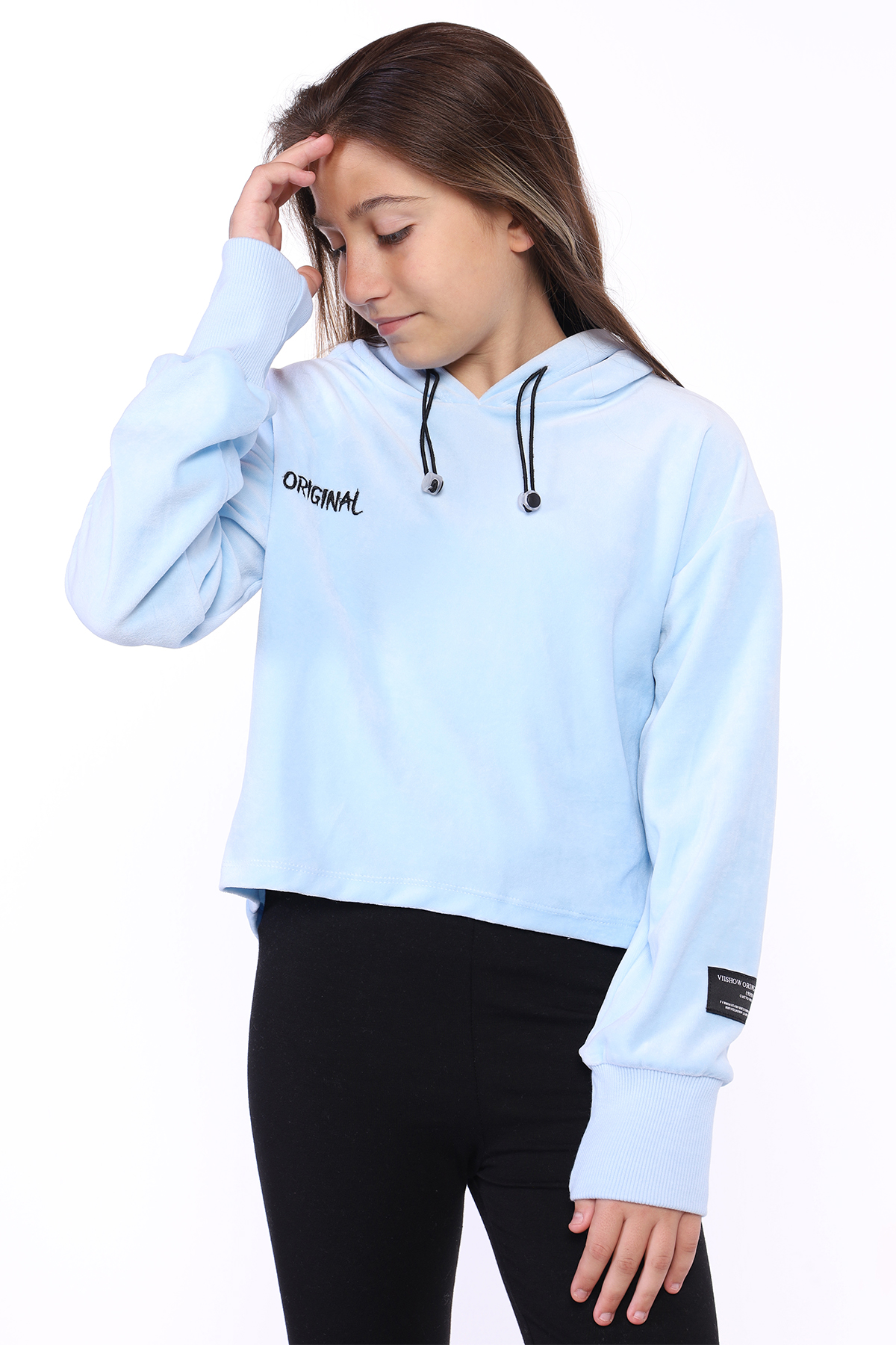 Toontoy Kız Çocuk Kapüşonlu Kadife Sweatshirt