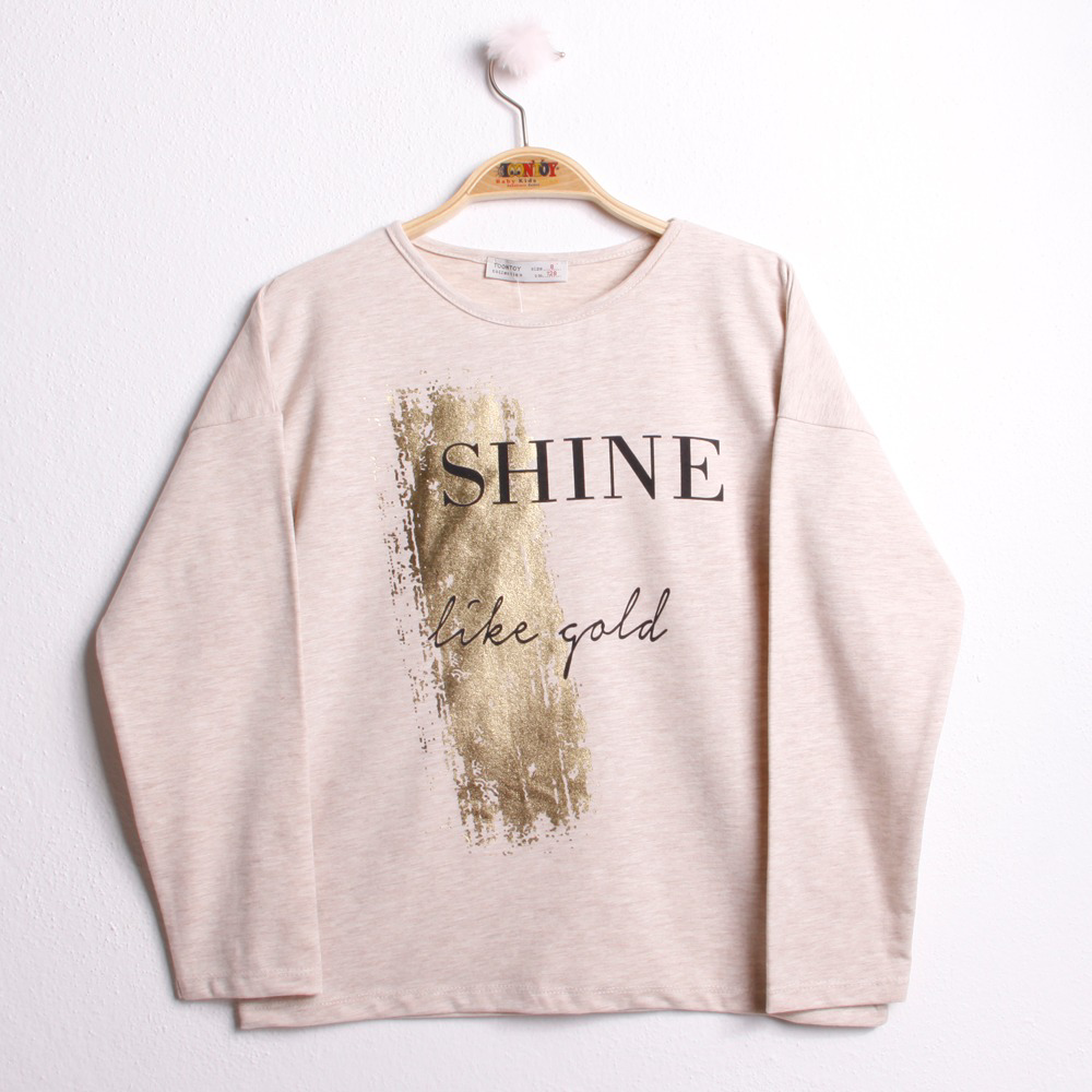 Toontoy Kız Çocuk Sweatshirt Shine Varak Baskılı