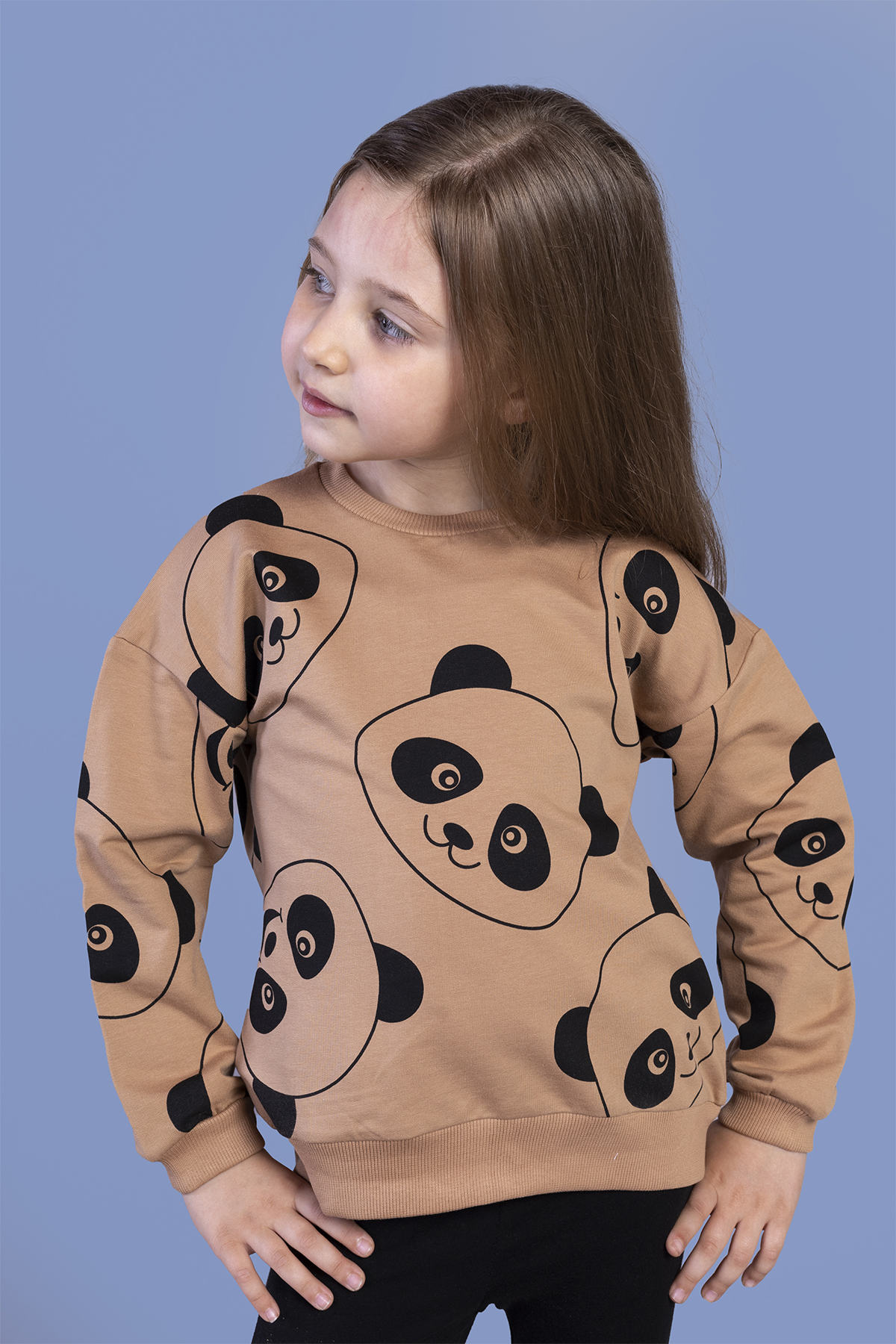 Toontoy Kız Çocuk Panda Baskılı Sweatshirt