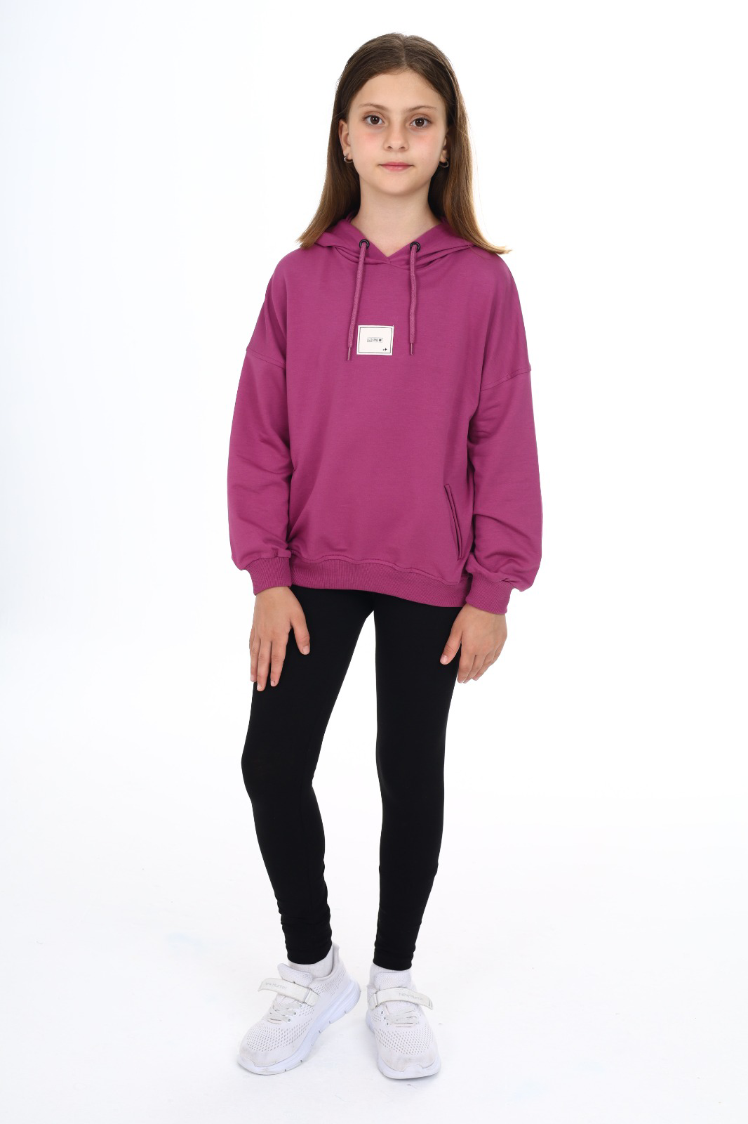 Toontoy Kız Çocuk Kapüşonlu Armalı Taytlı Takım