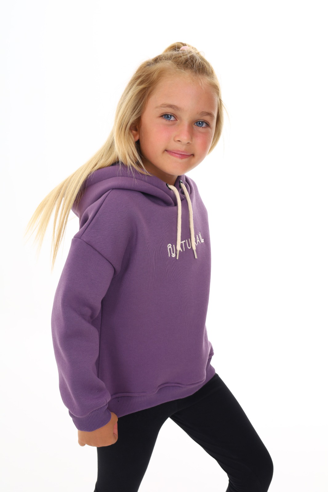 Toontoy Kız Çocuk Kapüşonlu Natural Nakışlı Sweatshirt