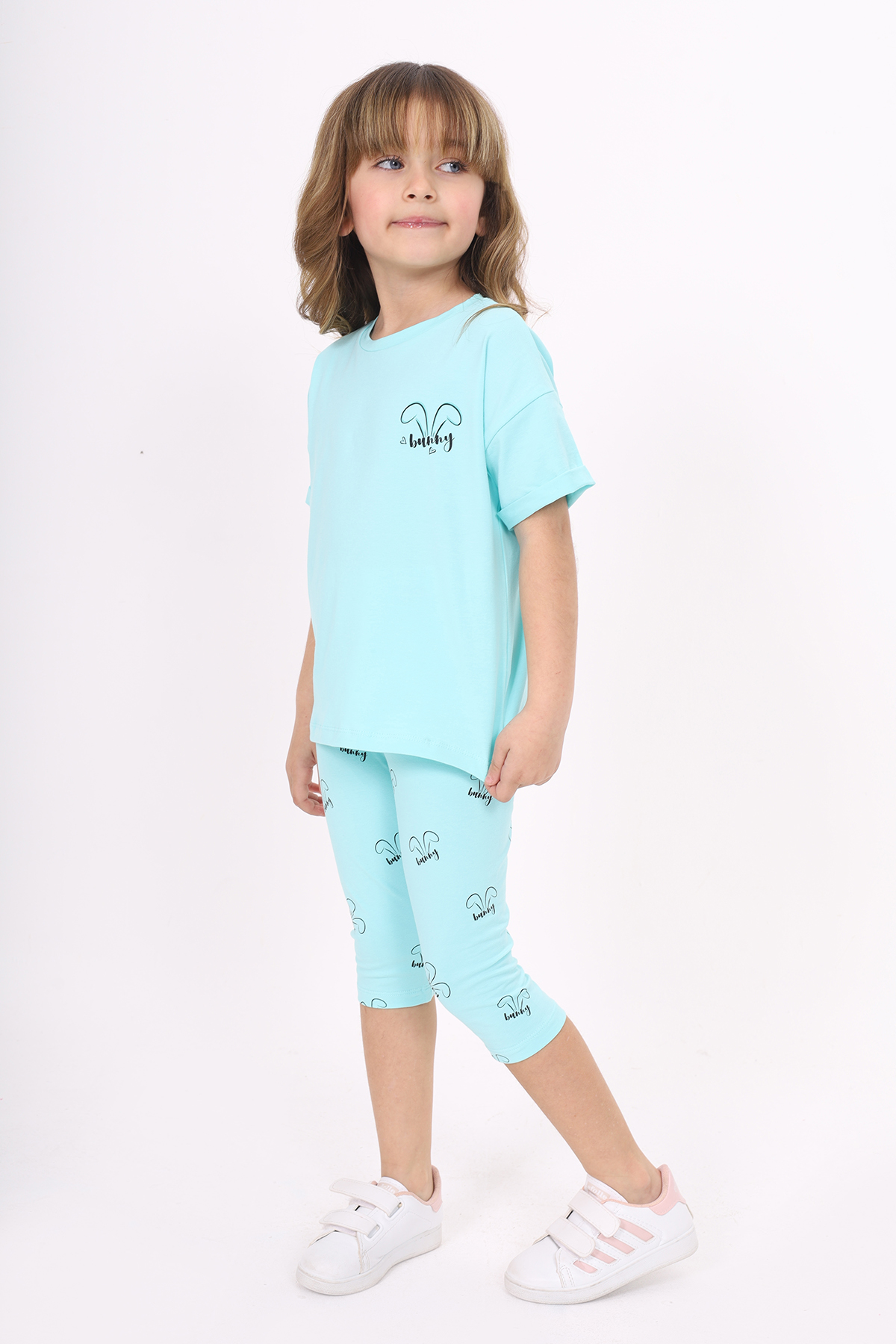 Toontoy Kız Çocuk Bunny Baskılı Kaprili Takım
