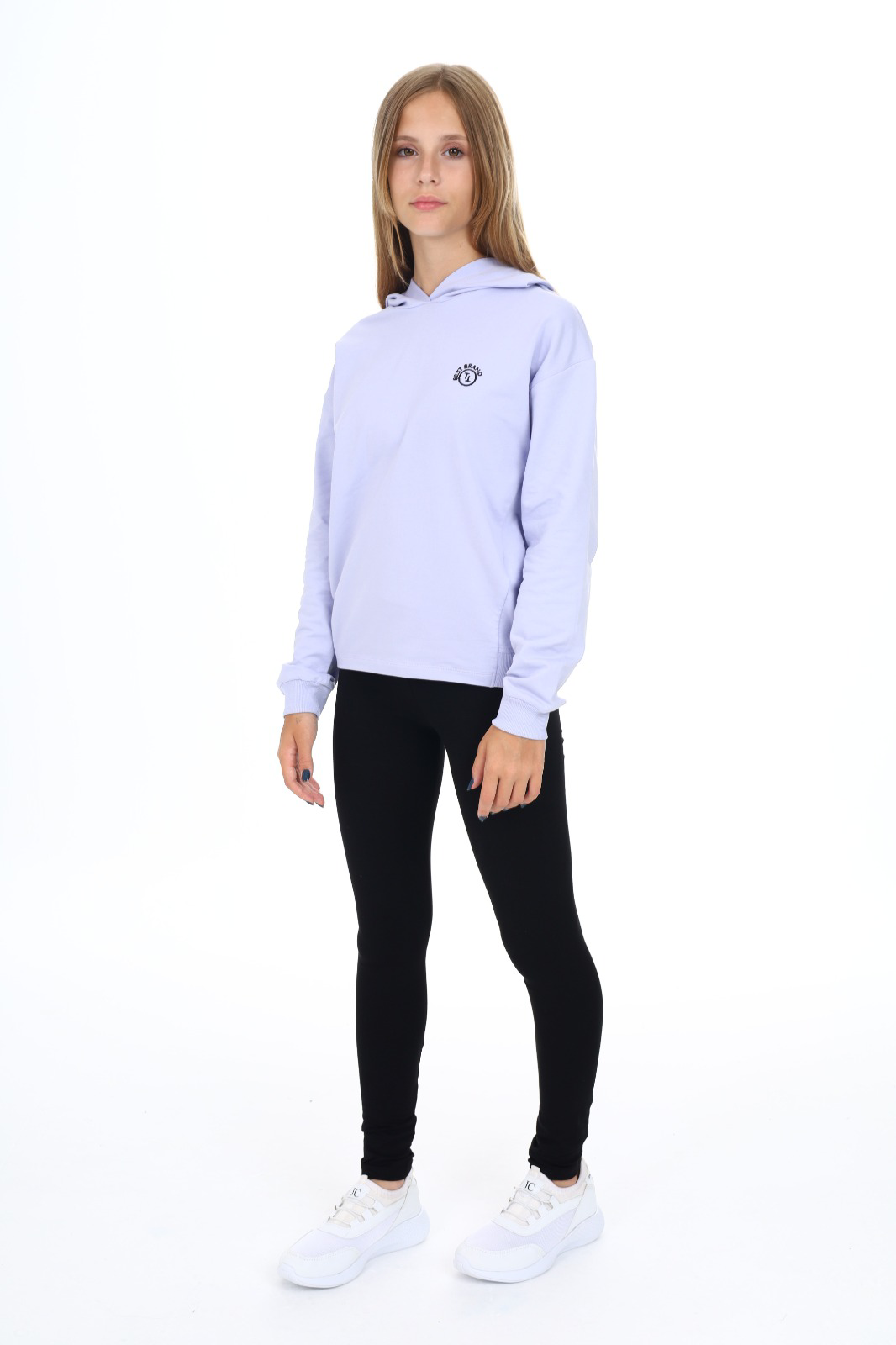 Toontoy  Kız Çocuk Kapüşonlu Best Brand Nakışlı Taytlı Takım