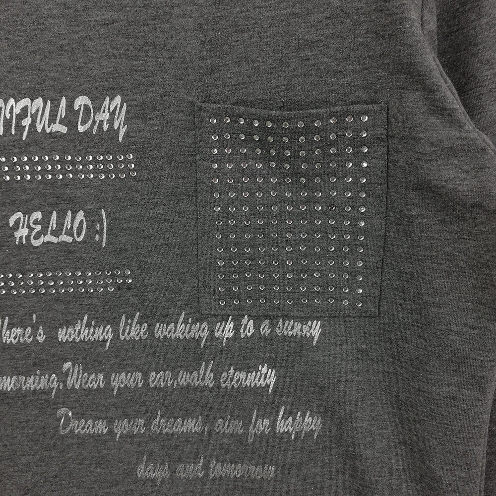 Toontoy Kız Çocuk T-Shirt Varak Baskı Cepli