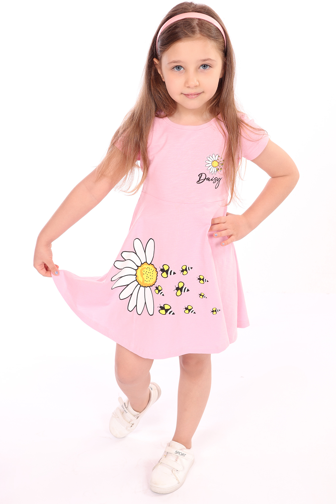 Toontoy Kız Çocuk Göğsü Ve Etek Kısmı Daisy Yazılı Arı Baskılı El
