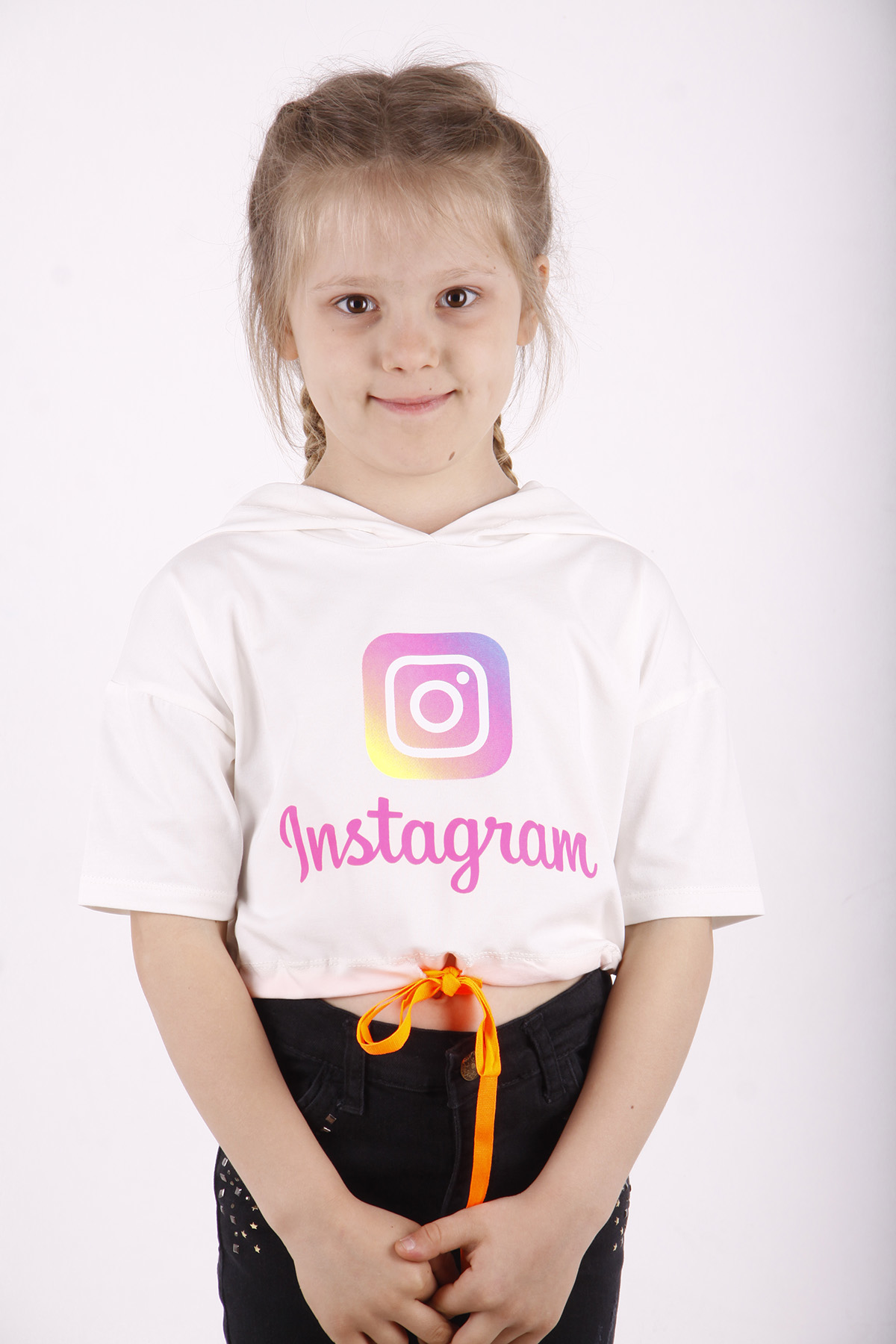 Toontoy Kız Çocuk Instagram Baskılı Kapüşonlu Tişört