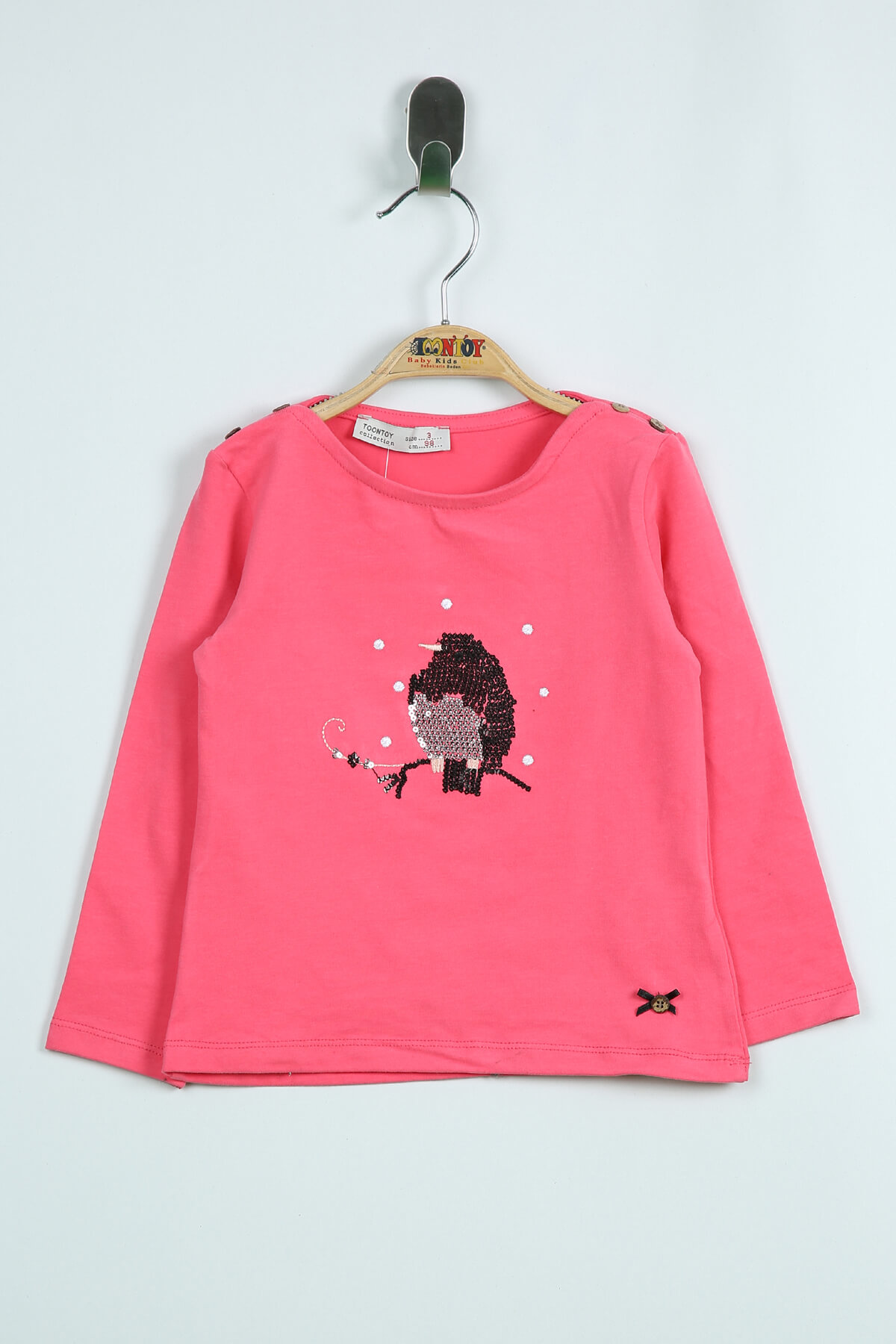 Toontoy Kız Çocuk Tişört Baykuş Nakışlı
